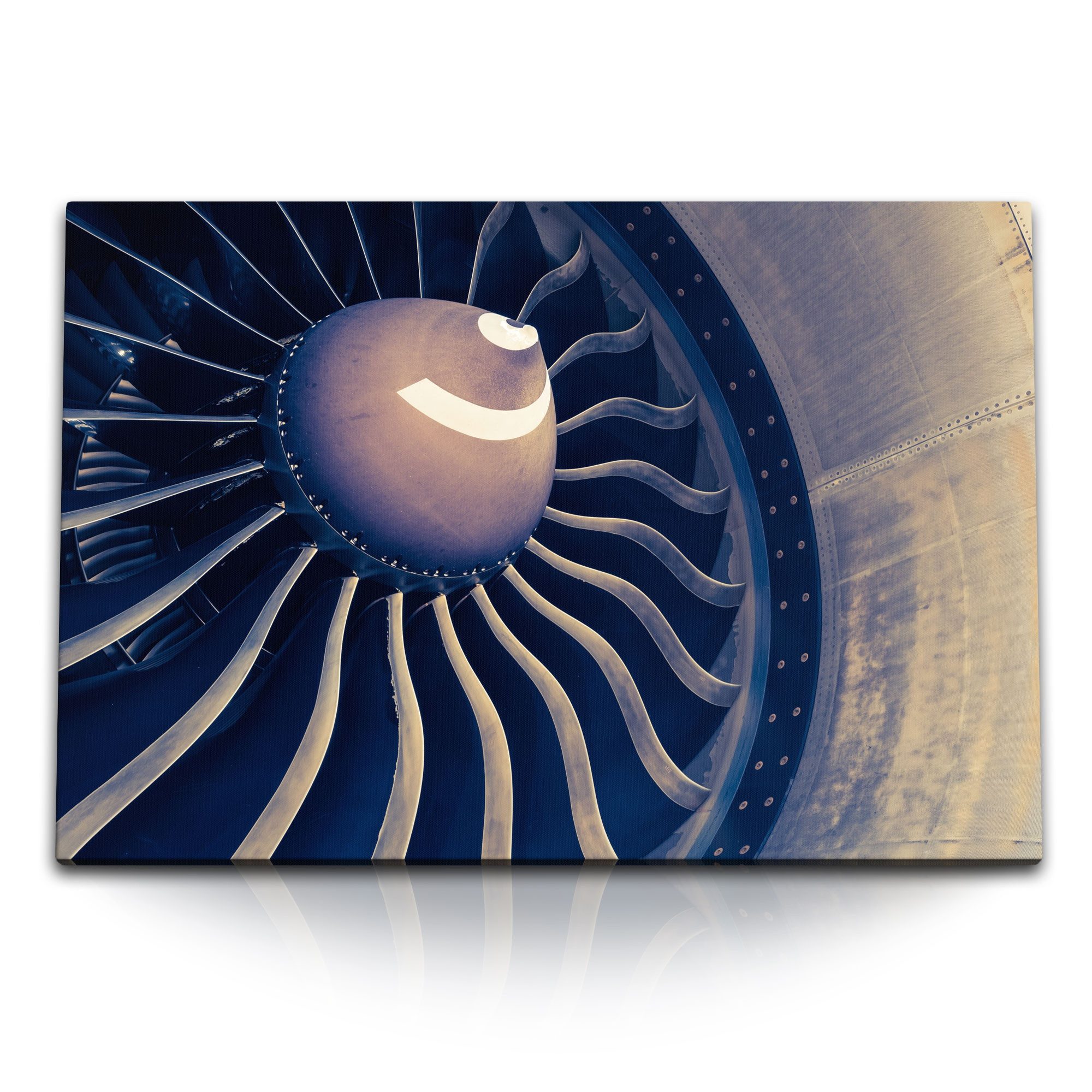 Leinwandbild 120x80cm Wandbild auf Leinwand Flugzeugturbine Turbine Flugzeug Fotoku