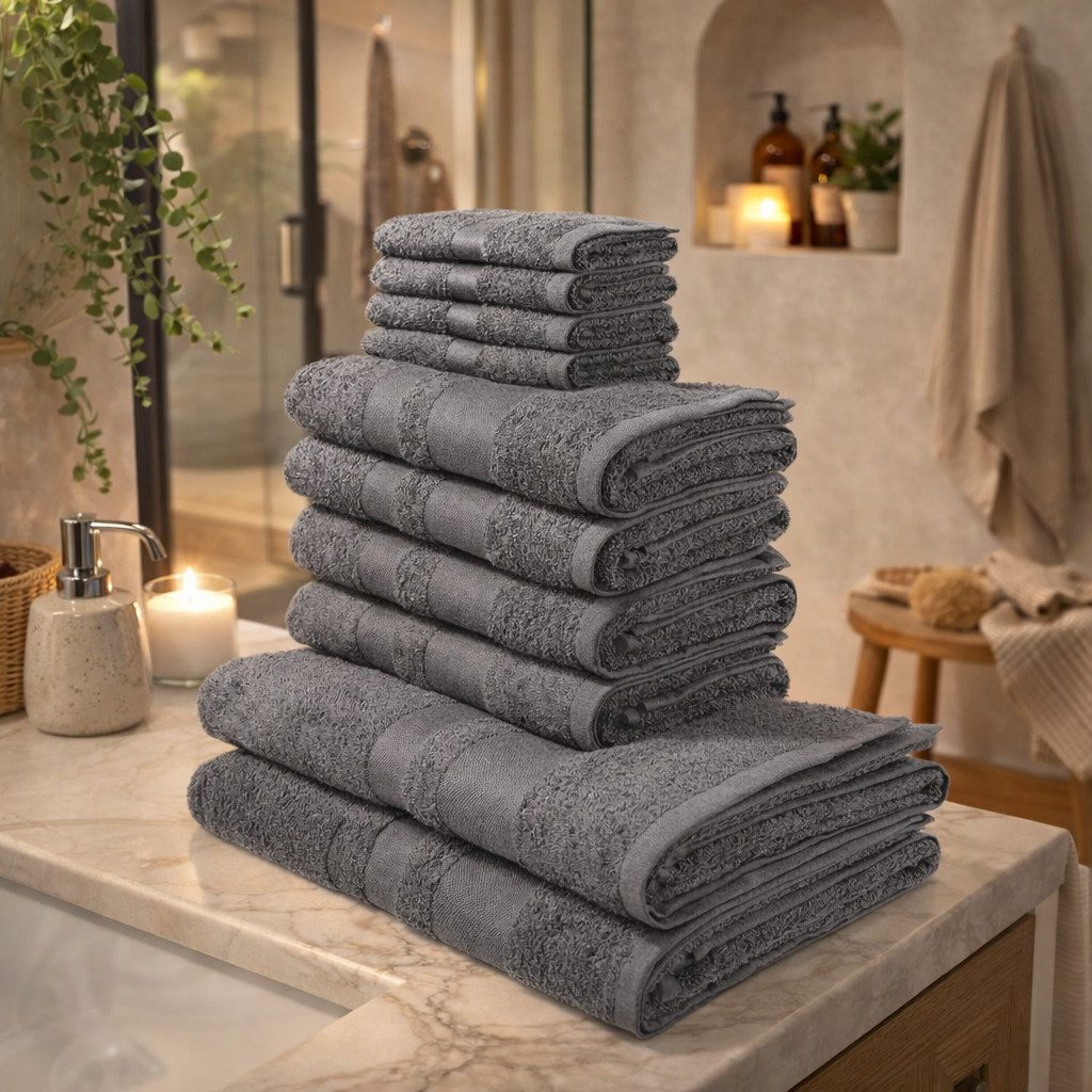 OTTO home Handtuch Set Vanessa, 10-tlg Handtuch-Set, weich, in Standard- und Premium-Qualität, Walkfrottee (Set, 10-St), 100% Baumwolle, Duschtücher, Handtücher, Gästetücher, mit Bordüre