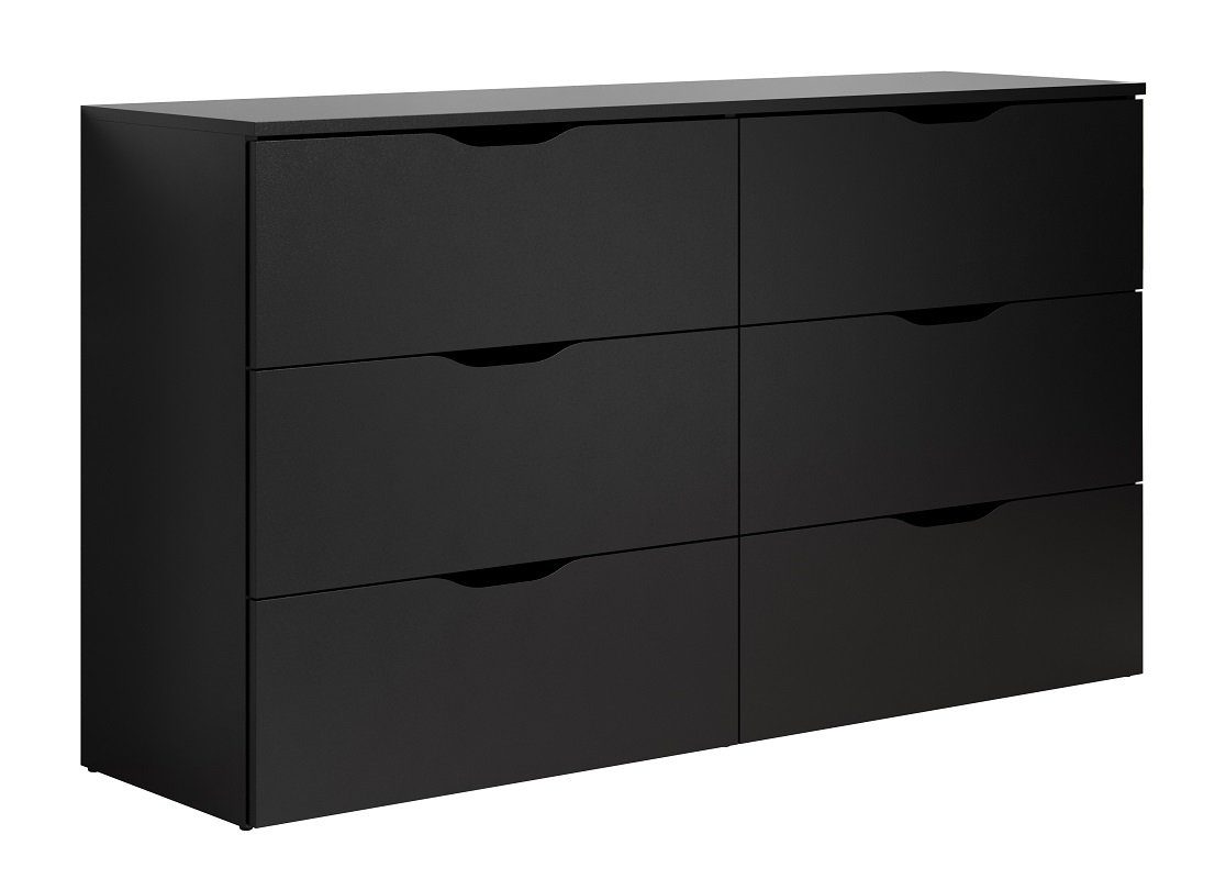 Schubkastenkommode schwarz, Anrichte, 80 x Sideboard trendteam 139 Basix, cm