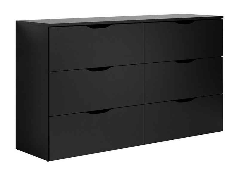 trendteam Sideboard Schubkastenkommode Basix, schwarz, Anrichte, 139 x 80 cm