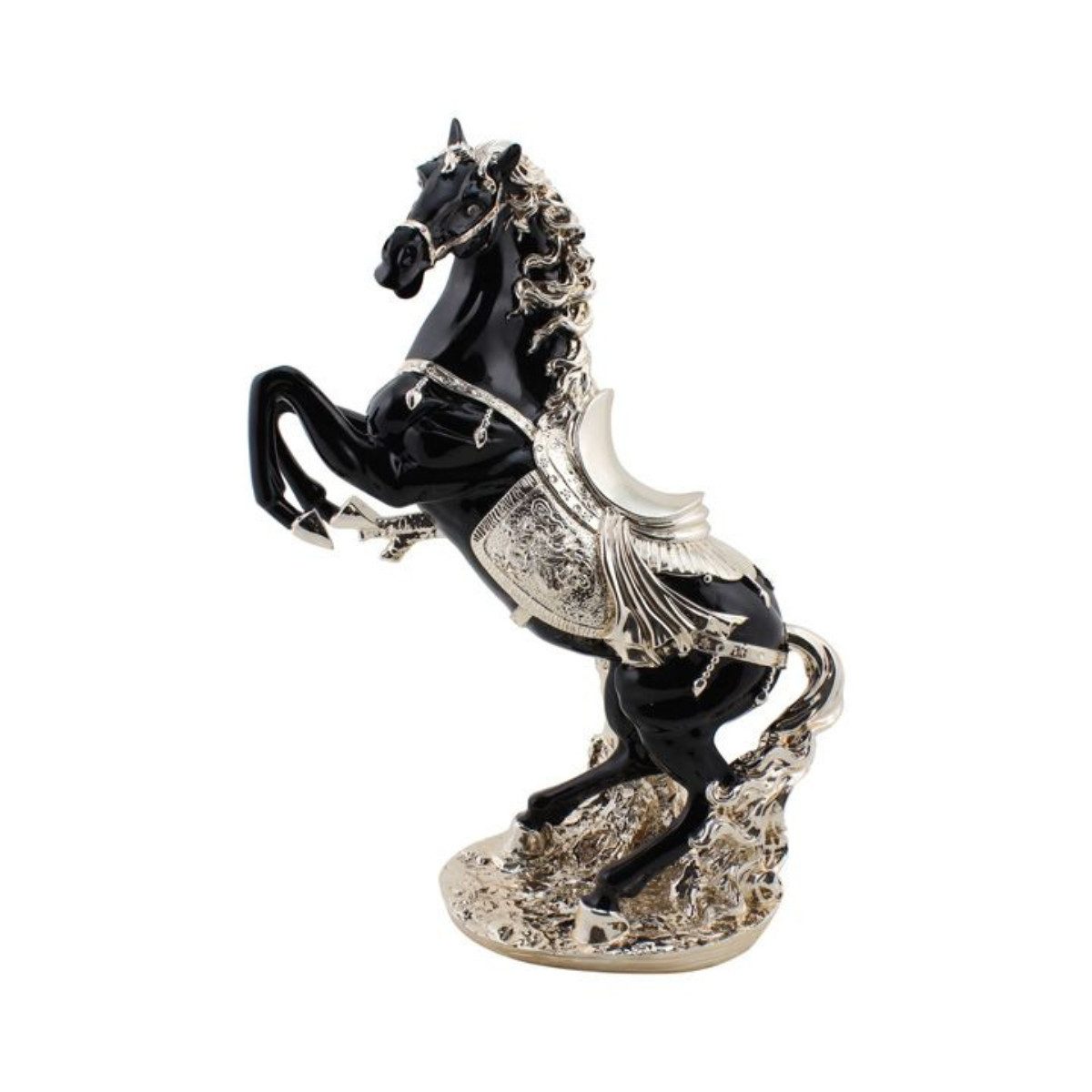 alesvelt Dekofigur Moderne edle Pferd Figur in Schwarz-Weiß 60 cm aus Keramik