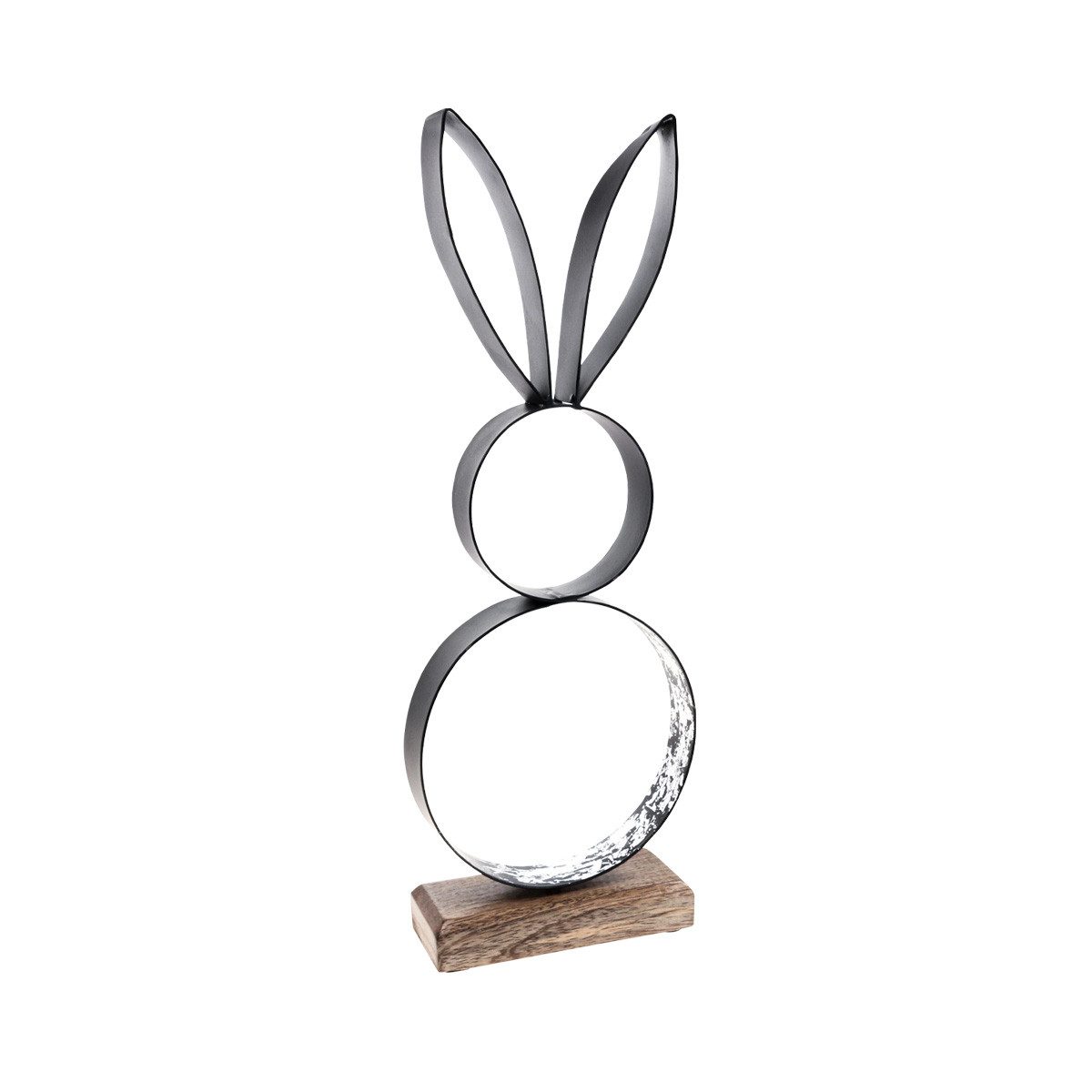 Viana Osterhase Osterhase Deko Metall Holz Schwarz Silber 13,5×37cm - Moderne