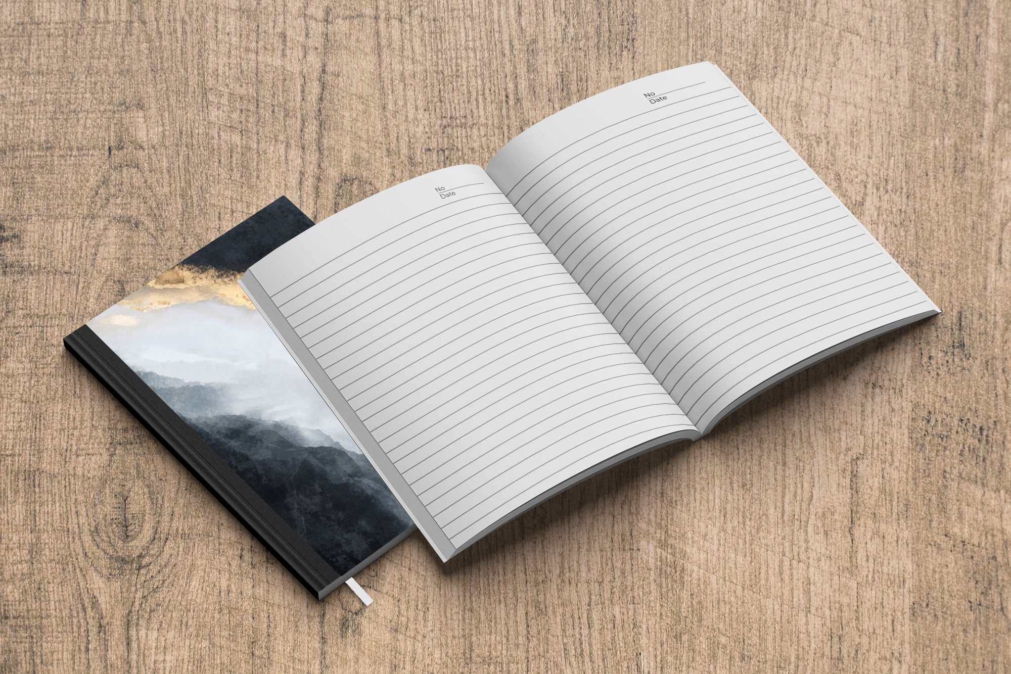 Notizbuch Journal, Abstrakt - Gold Marmor, Farbe Seiten, A5, MuchoWow - - Notizheft, Merkzettel, - Tagebuch, Haushaltsbuch Schwarz 98
