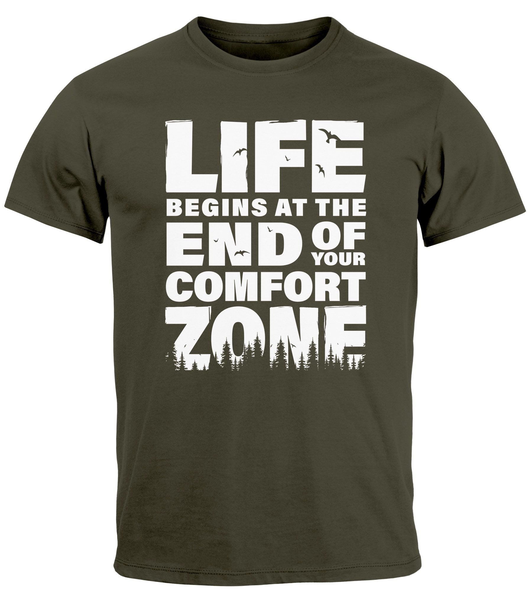 Neverless Print-Shirt Herren T-Shirt Life begins günstig online kaufen