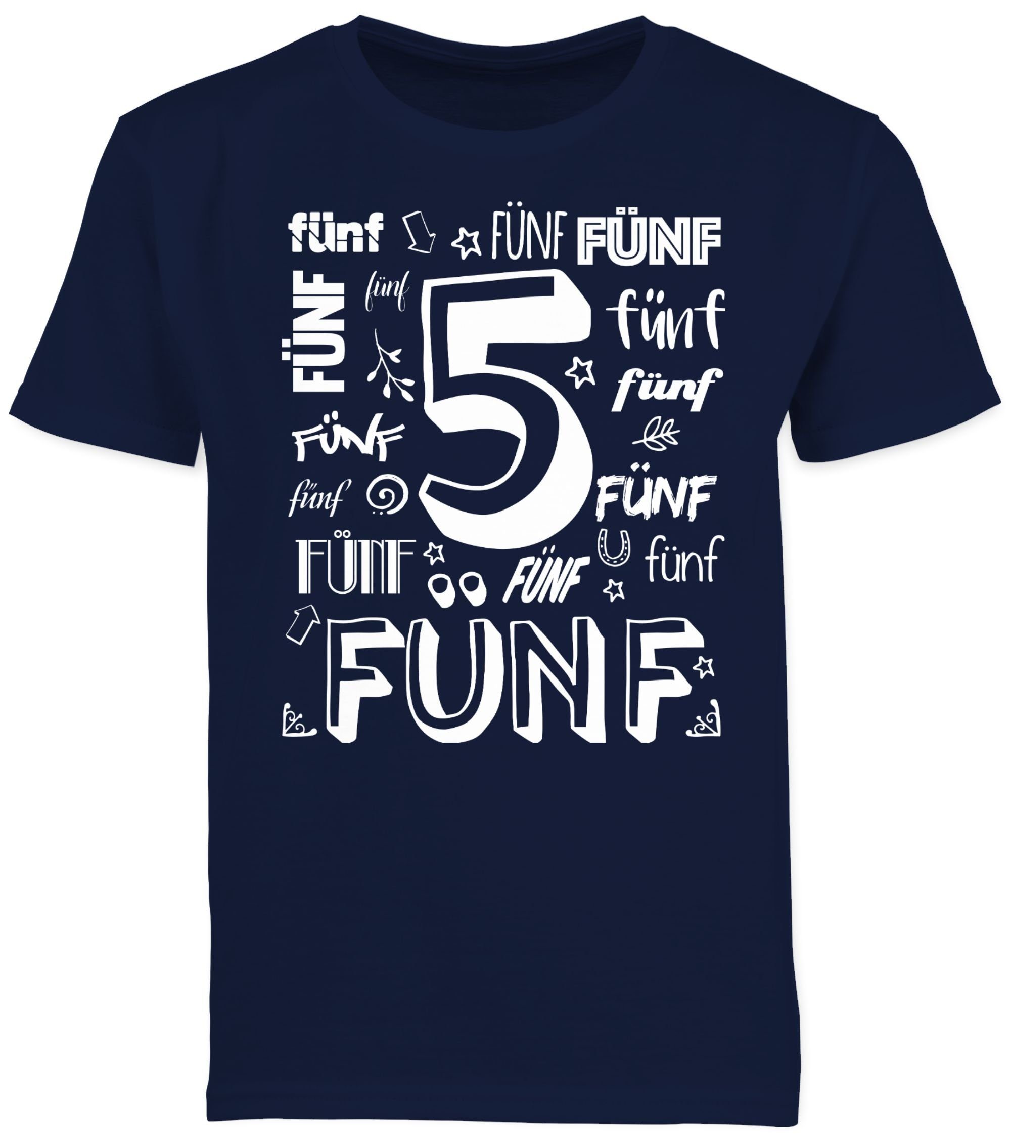 Fünfter Geburtstag Dunkelblau 5. Zahlen T-Shirt 2 Shirtracer