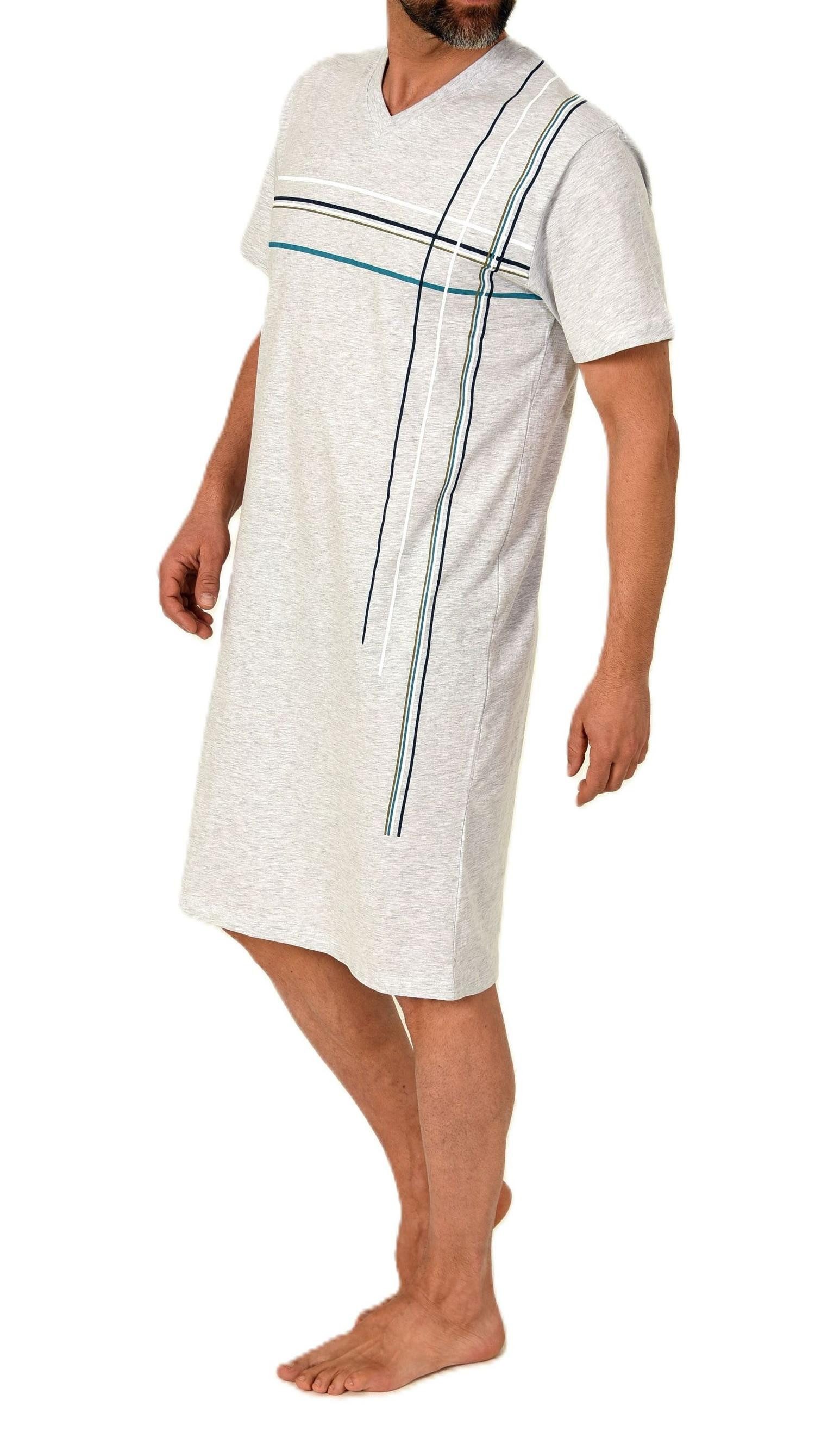 Normann Pyjama Normann Herren kurzarm Nachthemd mit eleganten Frontprint