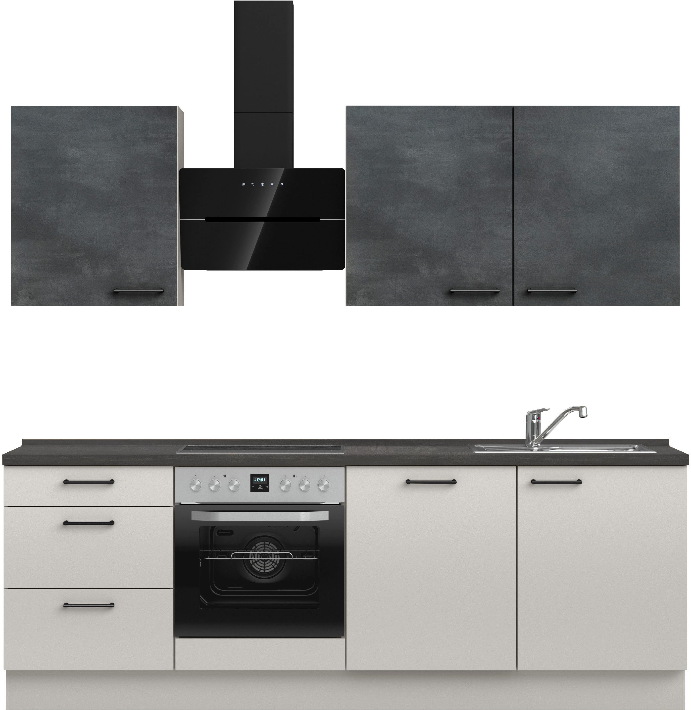 nobilia® Küchenzeile "MIAMI", NEU: individuell anpassbar mit gratis Profi-Beratung, vormontiert, Breite 240 cm, Ausrichtung wählbar, wahlw. mit E-Geräten