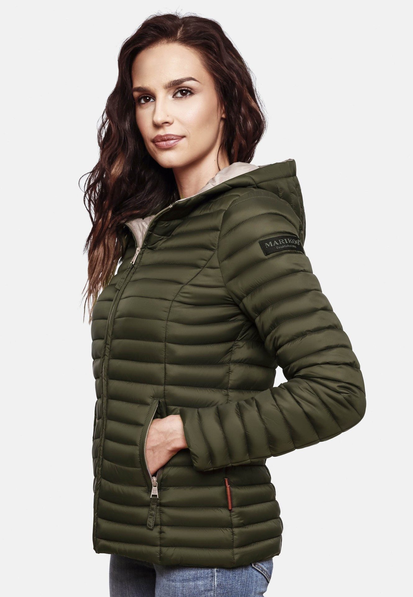 Marikoo Steppjacke Marikoo Asraa Damen Steppjacke B857 Übergangsjacke mit kontrastfarbendem Reißverschluss