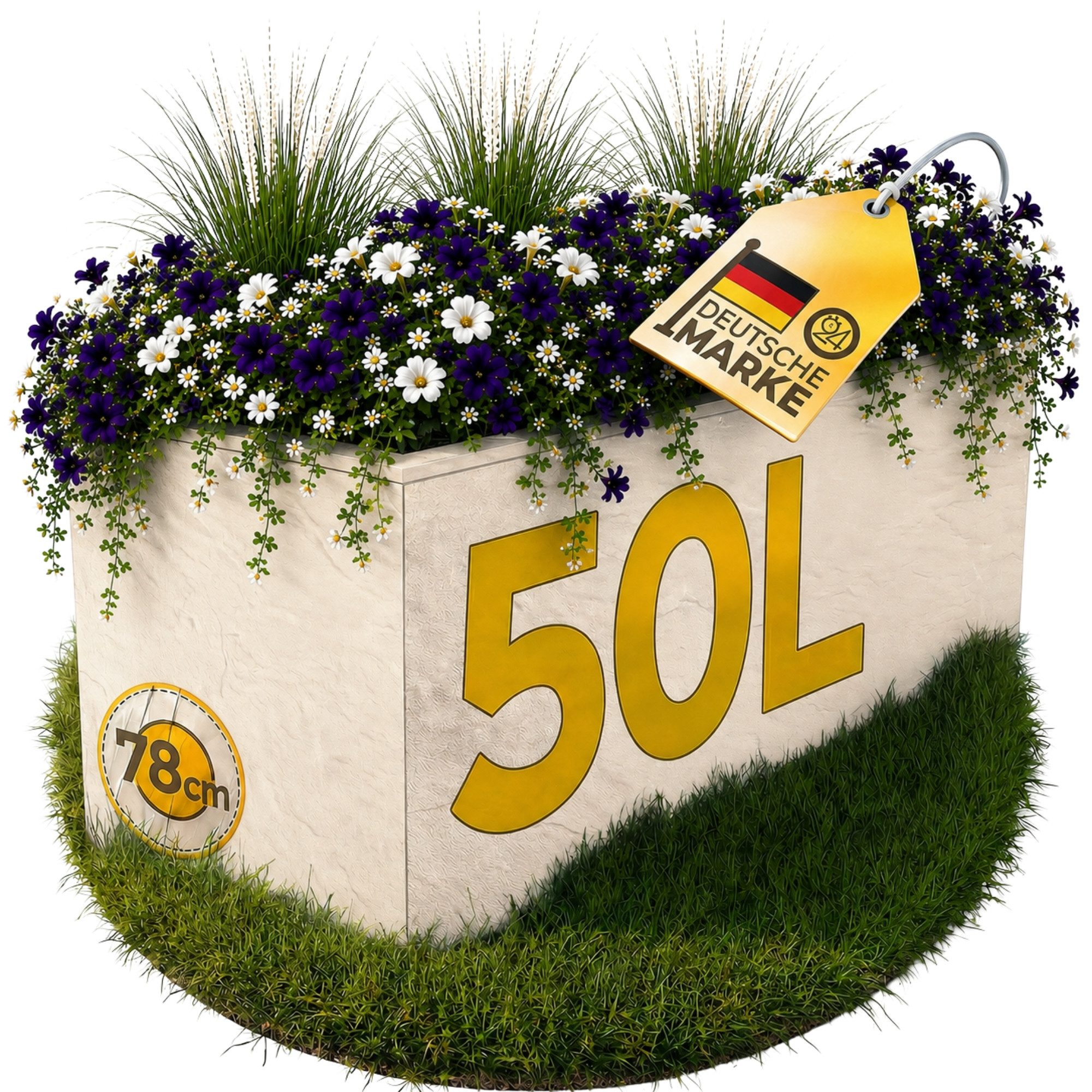 ONDIS24 Pflanzkübel Ondis24 Blumenkübel Vulkano, 50L Blumenkasten (1 St), mit cleverem Wasserspeicher am Boden