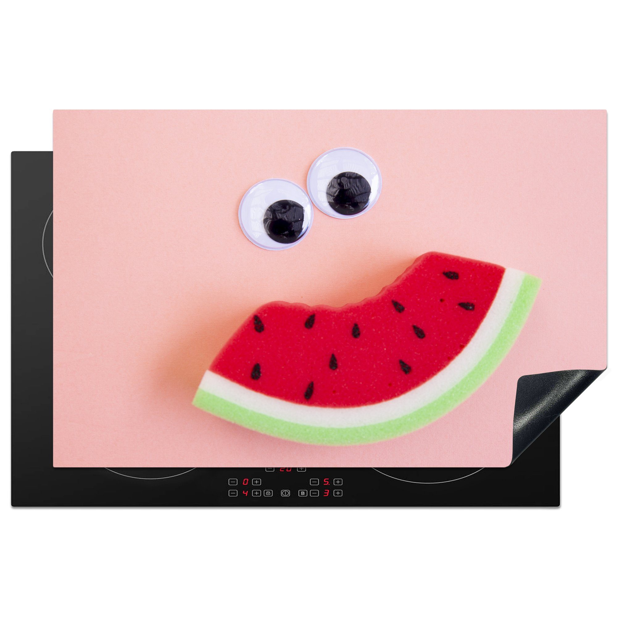 MuchoWow Herdblende-/Abdeckplatte Wassermelone Lächeln, Vinyl, (1 tlg), 81x52 cm, Induktionskochfeld Schutz für die küche, Ceranfeldabdeckung