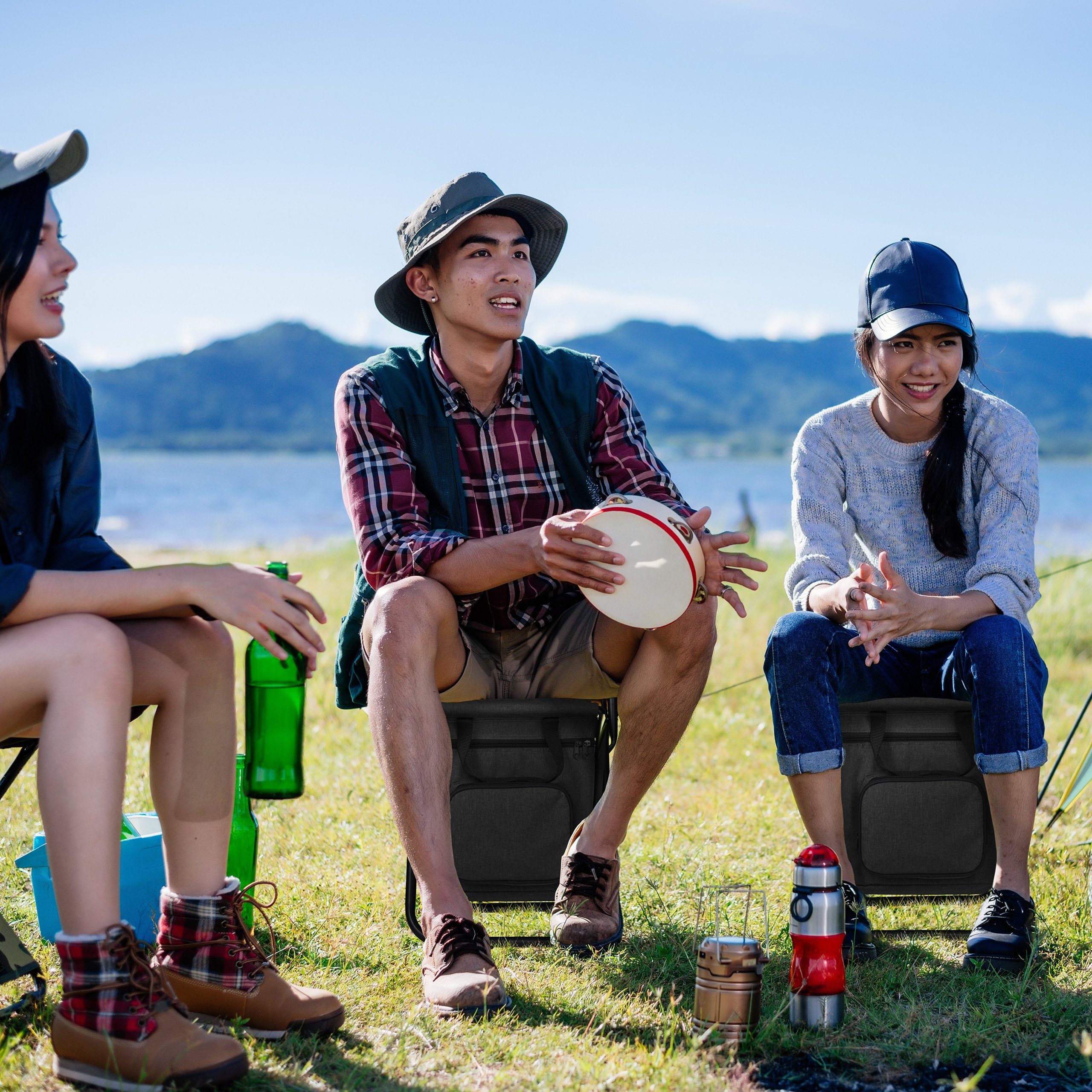 relaxdays Campinghocker Schwarzer Campinghocker mit Lehne günstig online kaufen