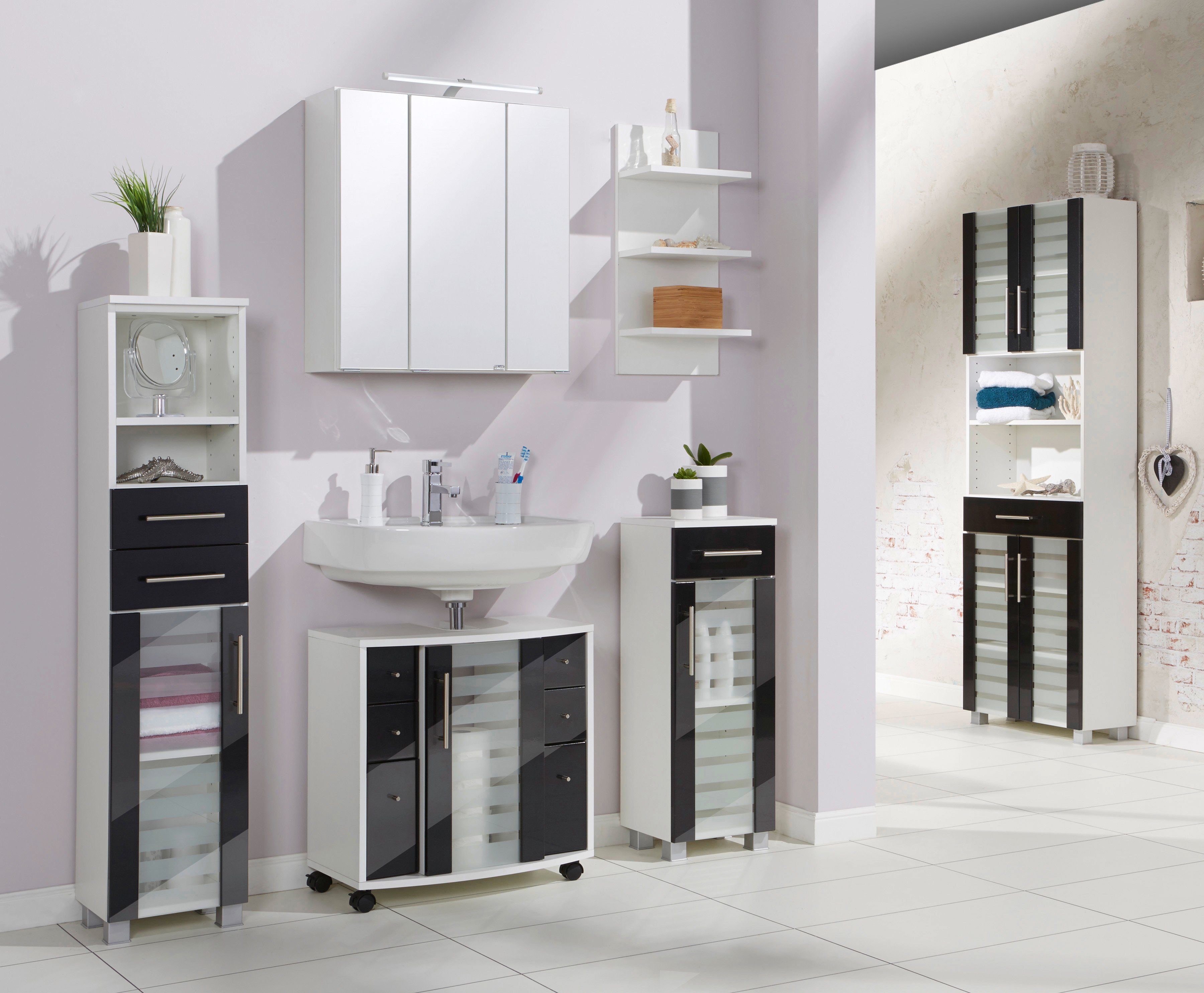 welltime Seitenschrank Jaca Breite 60 cm, mit MDF Hochglanz-Fronten günstig online kaufen