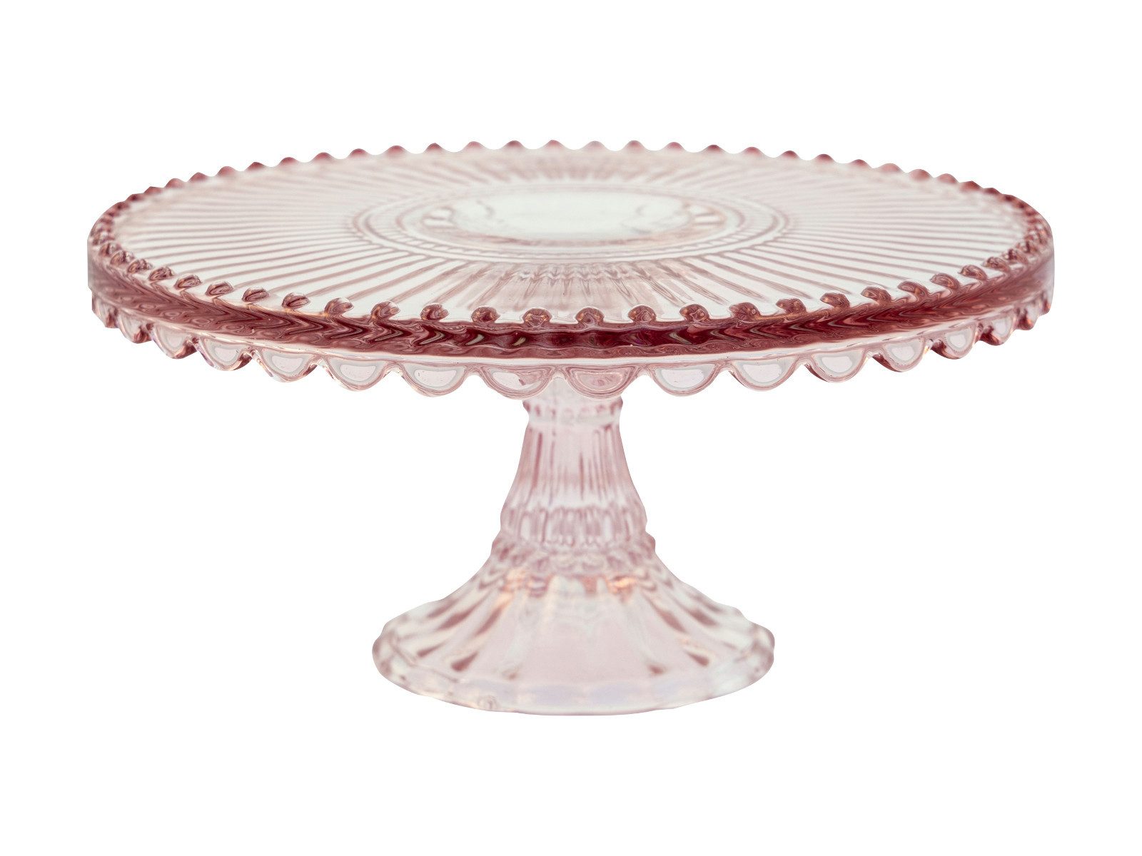 Greengate Tortenplatte Alice Tortenplatte pale pink medium 20cm, Glas, (Platten)