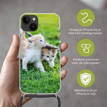 MuchoWow Handyhülle Kätzchen - Katze - Korb - Mädchen - Kinder - Jungen - Kinder, Handyhülle Telefonhülle Apple iPhone 14 Plus