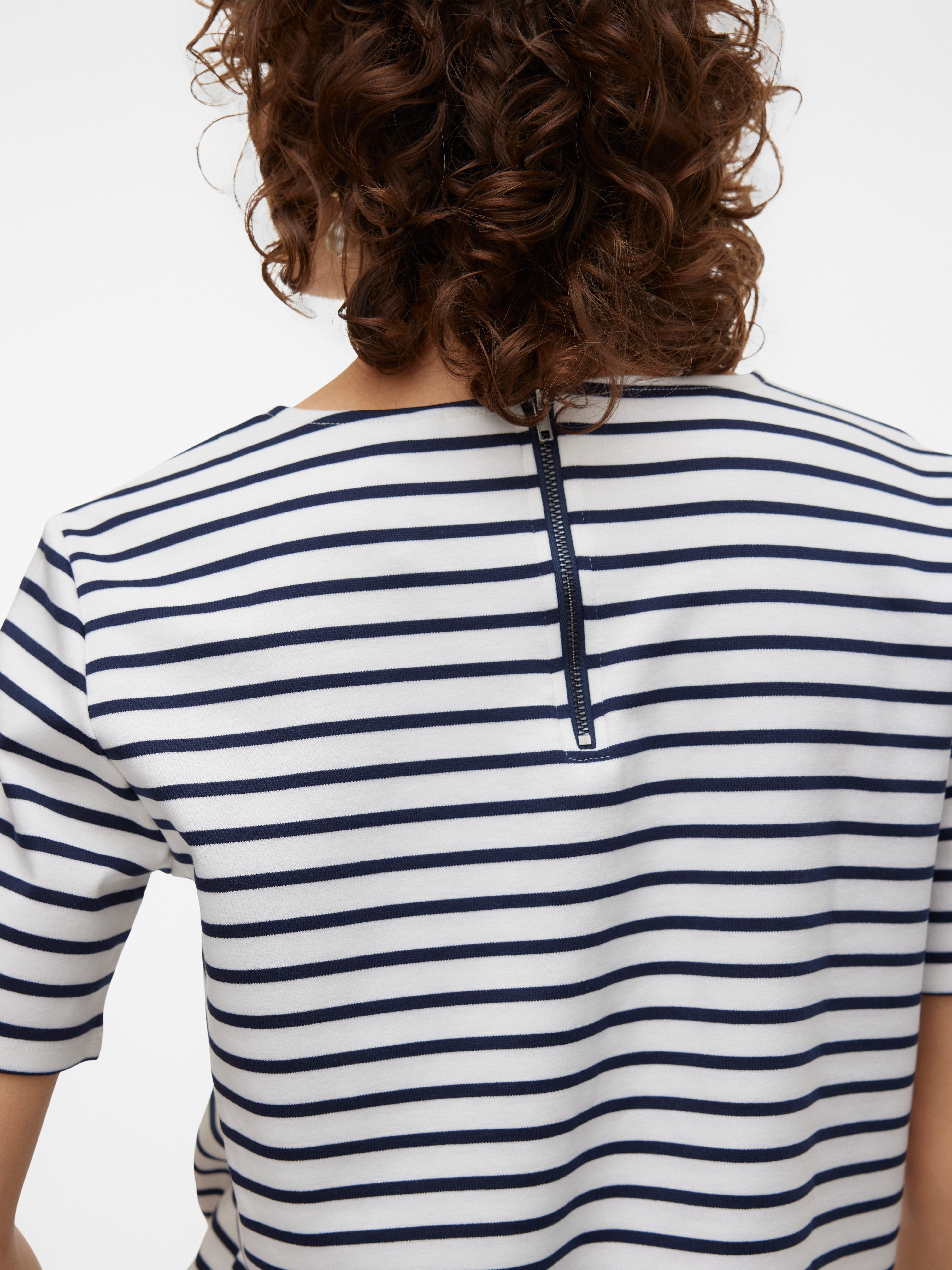 Vero Moda Rundhalsshirt VMABBY SS ZIP TOP JRS NOOS Materialmix, regular fit – Bild 4 von 5