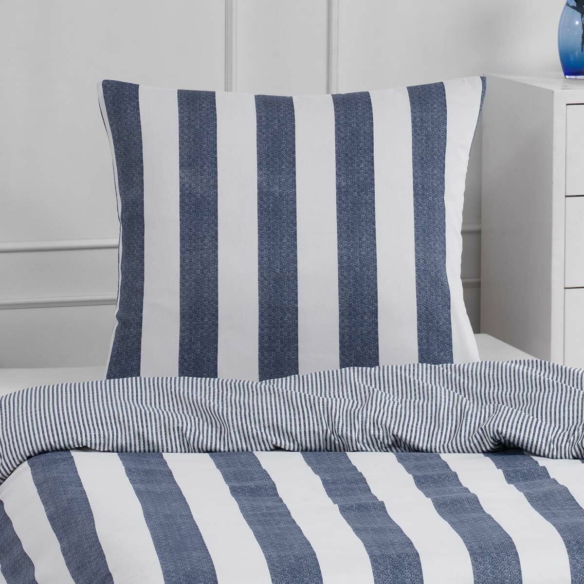 TRAUMSCHLAF Bettwäsche Usedom, Mako Satin, 2 teilig, Maritimes Design mit Wendeseite