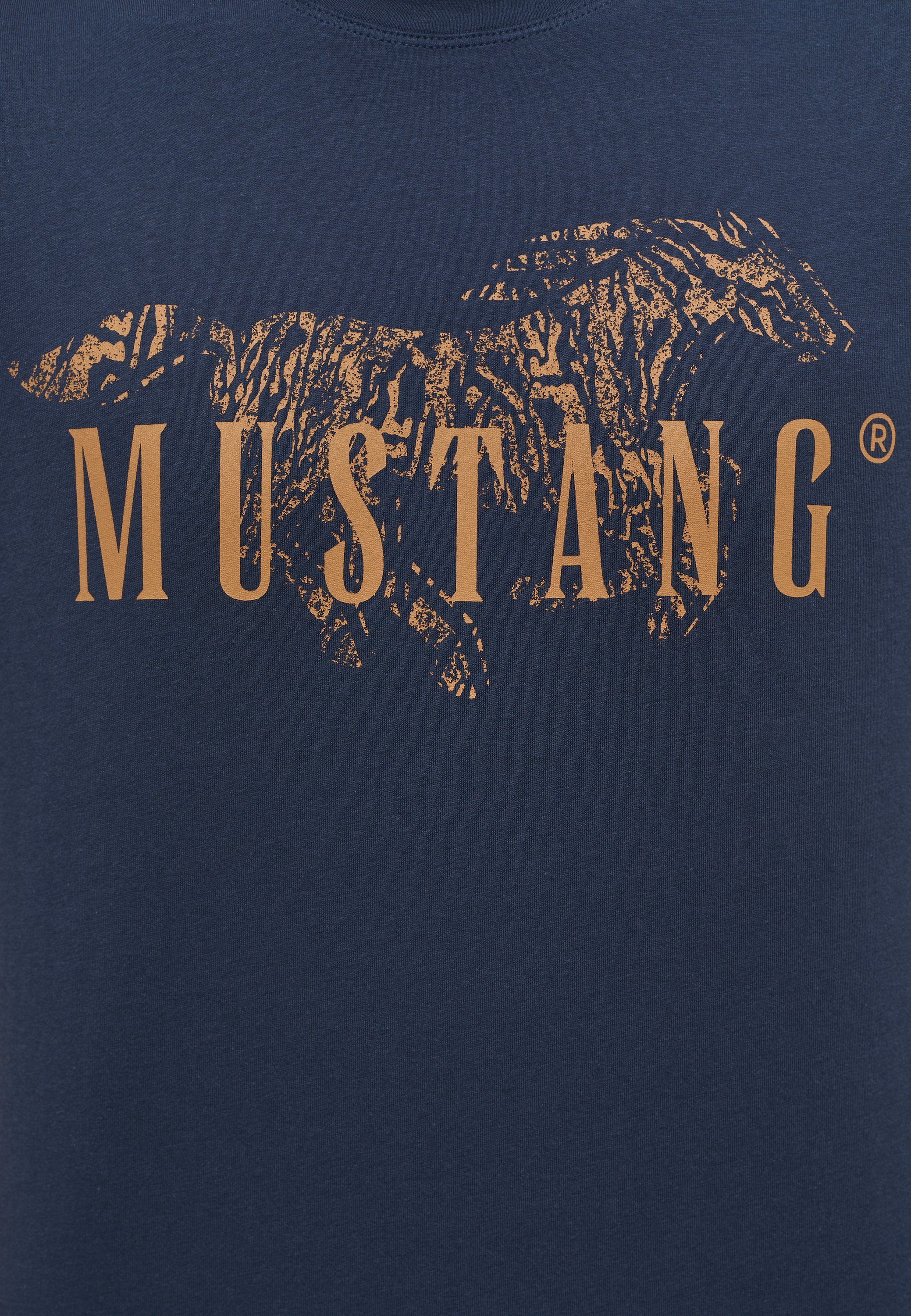 Kurzarmshirt MUSTANG Print-Shirt Mustang navy