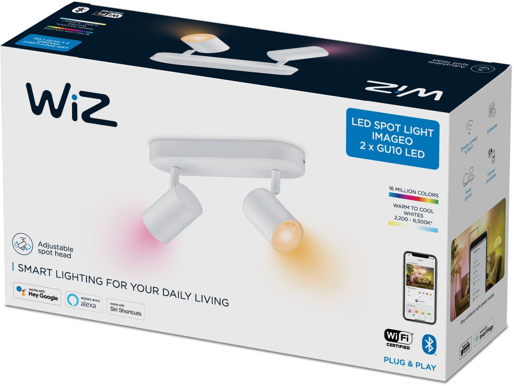 LED WiZ Deckenleuchte Licht farbiges integriert, warm-, Design, zeitgemäßes oder Farbwechsler, IMAGEO, kaltweißes fest