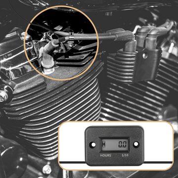 Retoo Drehstromzähler Digital Vibration Stundenzähler Betriebsstundenzähler LCD Stunde, Set, Stundenzähler Kabel Befestigungsschrauben, Digitaler Betriebsstundenzähler, Drehzahlmesser Motorsäge