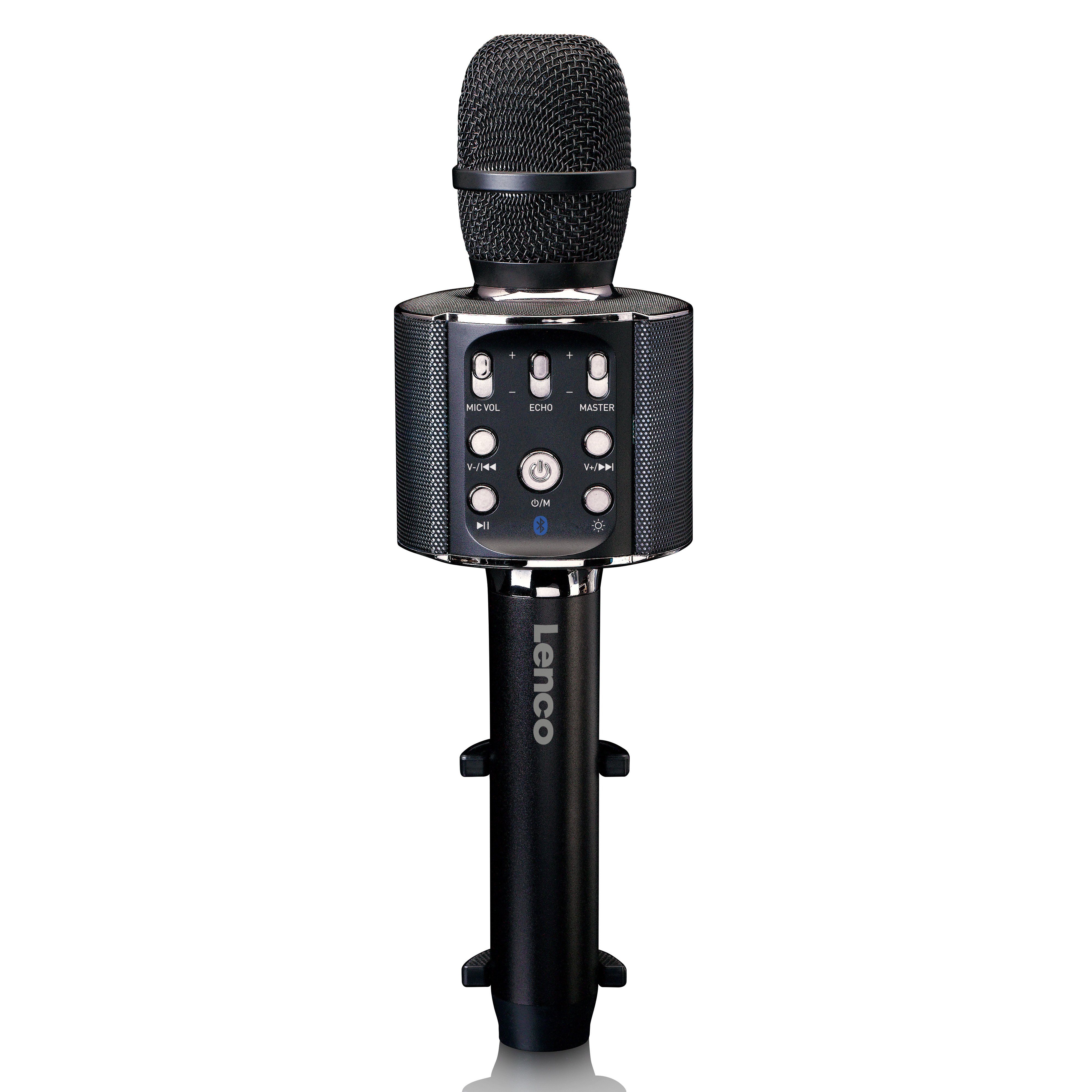 Lenco Mikrofon BMC-090BK (1-tlg), Karaoke-Mikrofon,Bluetooth 5.0,8 Std Akku,Licht & Stimmeffekte