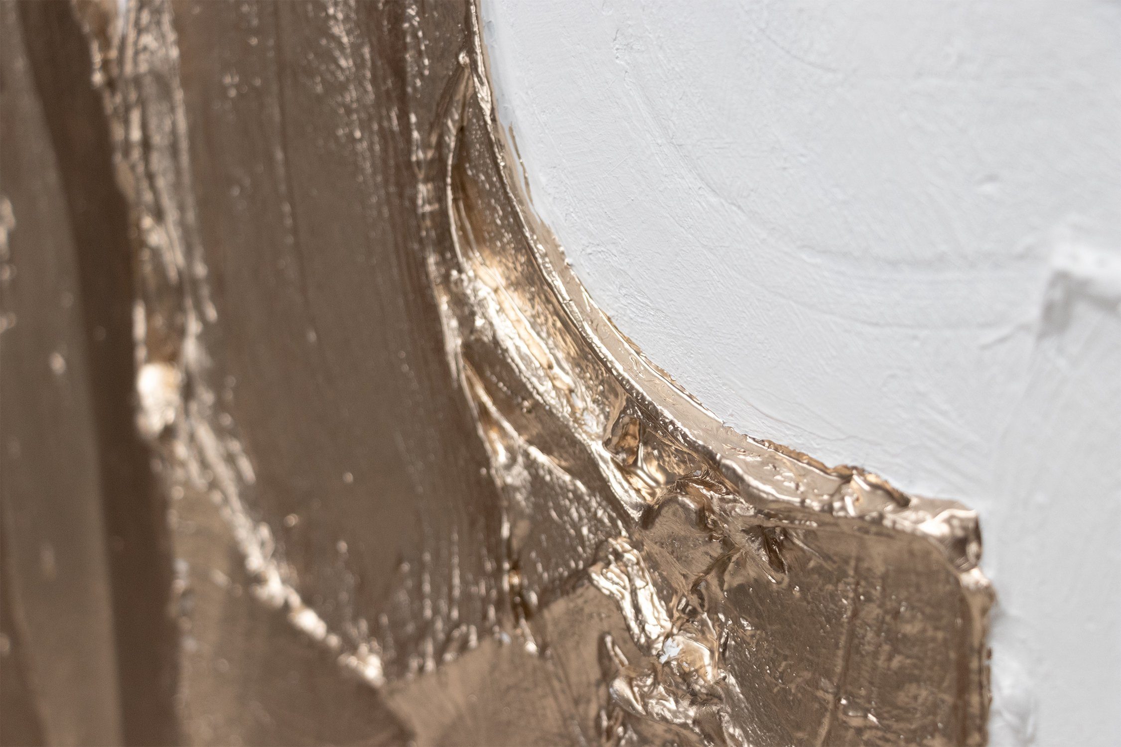 YS-Art Abstraktes Life Gold Leinwand in Handgemalt Abstraktion, auf II, Gemälde Weiß Bild