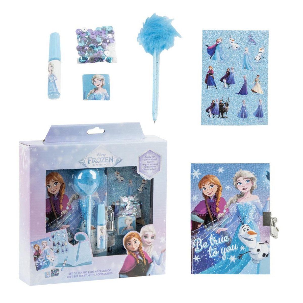 Cerda Tagebuch Disney Frozen Tagebuch Set für Kinder Schreibwaren Notizbuch Schloss