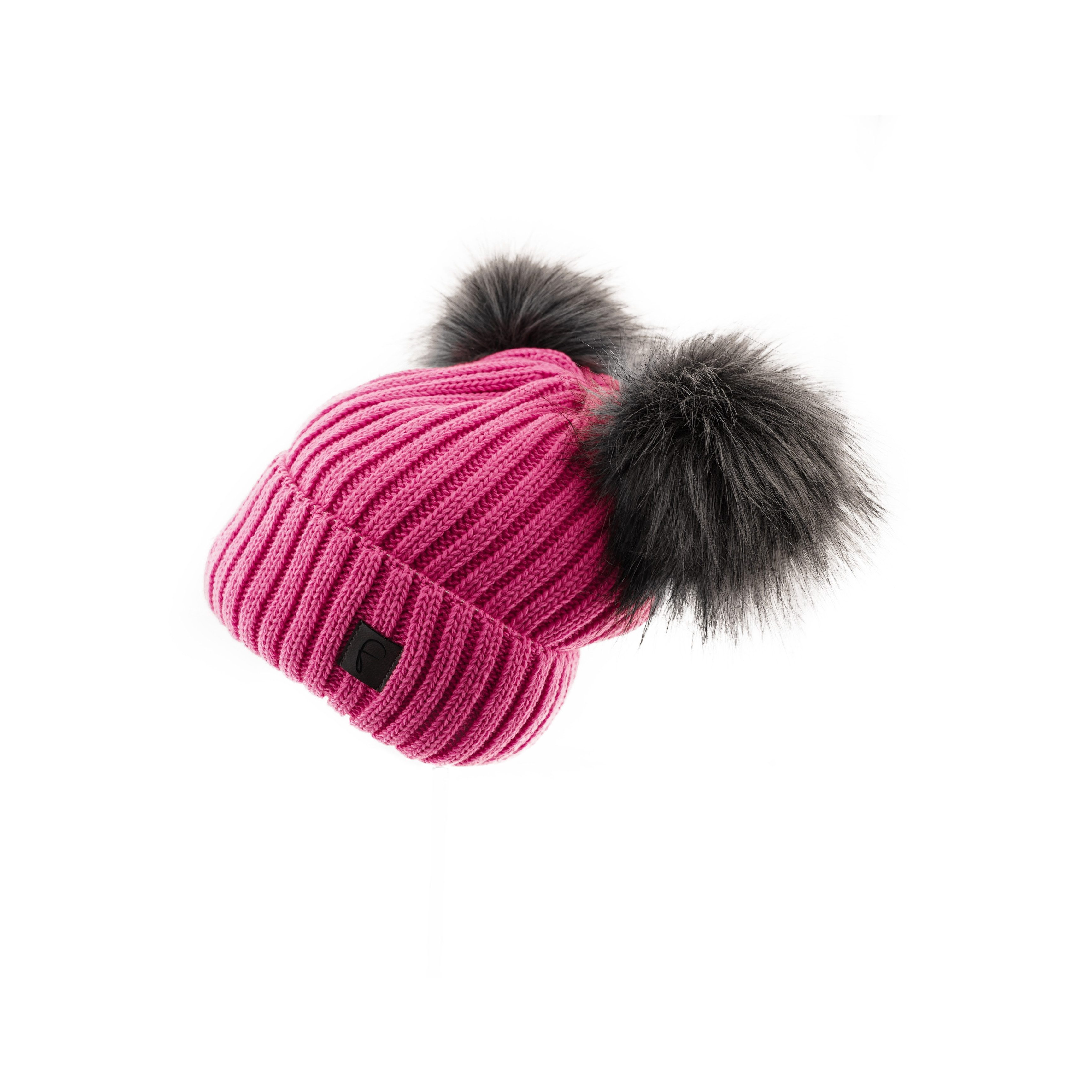 Faera Bommelmütze Wintermütze mit Doppel-Bommel mit Innenfutter ideal für Kalte Tage