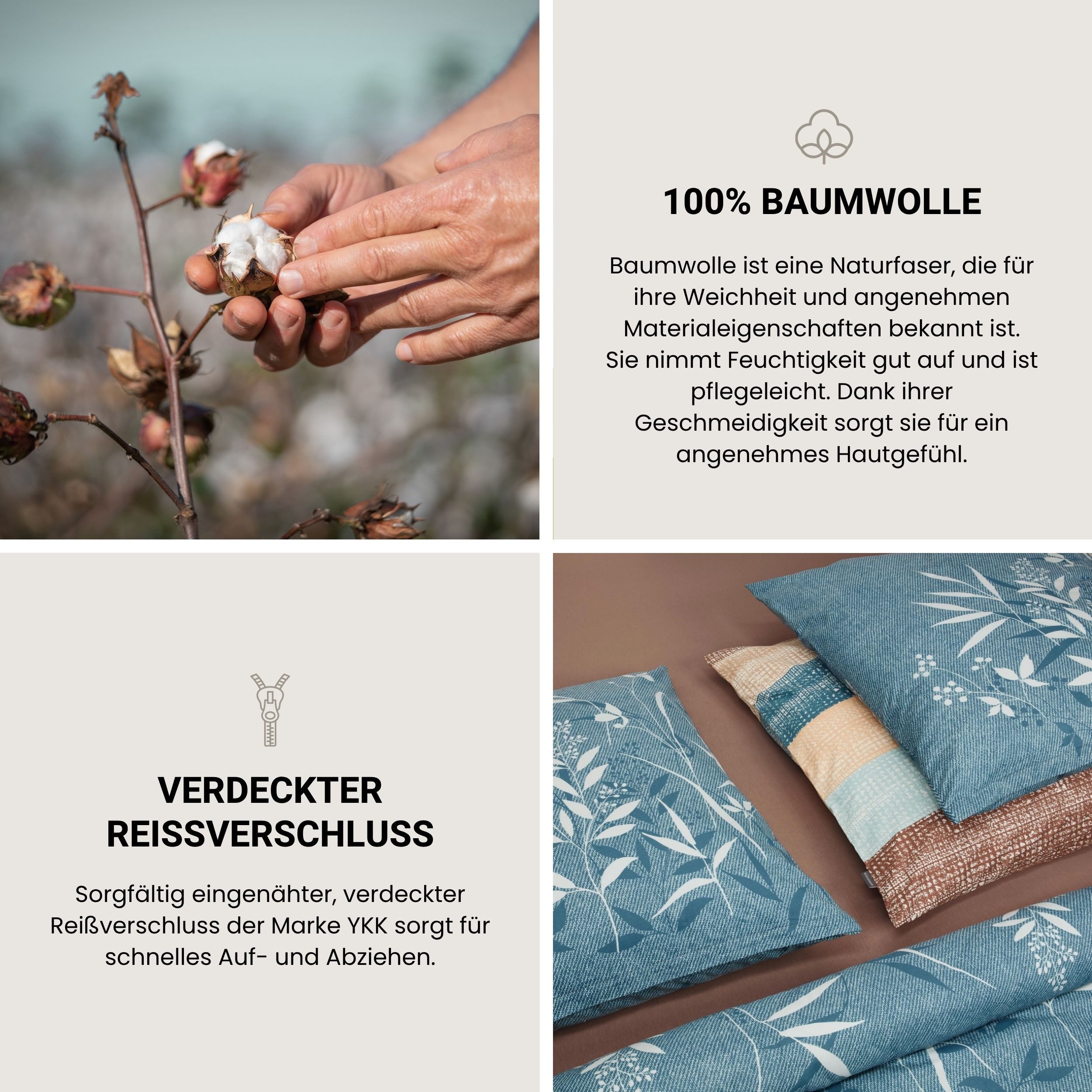 Schiesser Bettwäsche Emilia aus weicher Baumwolle und texturierten Streifen, Renforcé, 2 teilig, OEKO-TEX® MADE IN GREEN – Bild 3 von 5
