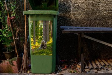 MuchoWow Wandsticker Bär - Braun - Wald (1 St), Mülleimer-aufkleber, Mülltonne, Sticker, Container, Abfalbehälter