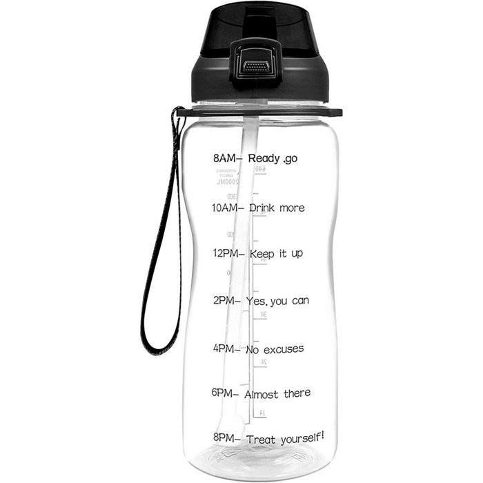 Mmgoqqt Trinkflasche 2L Trinkflasche mit Strohhalm Griff Auslaufsiche Gallon Water Bottle