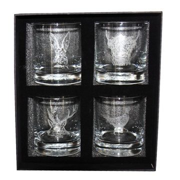 440s Whiskyglas Selbrae House 4er Set Whisky Gläser Country Side Tiere je ca 330 ml, Glas