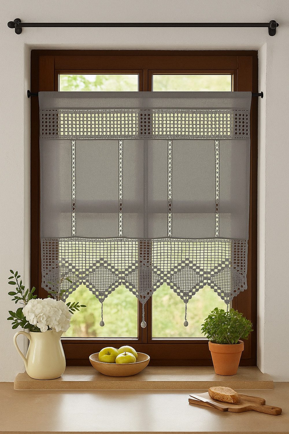 HOSSNER - ART OF HOME DECO Panneaux 40 x 75 cm (1 St), Häkelspitze Handarbeit Landhaus Stil