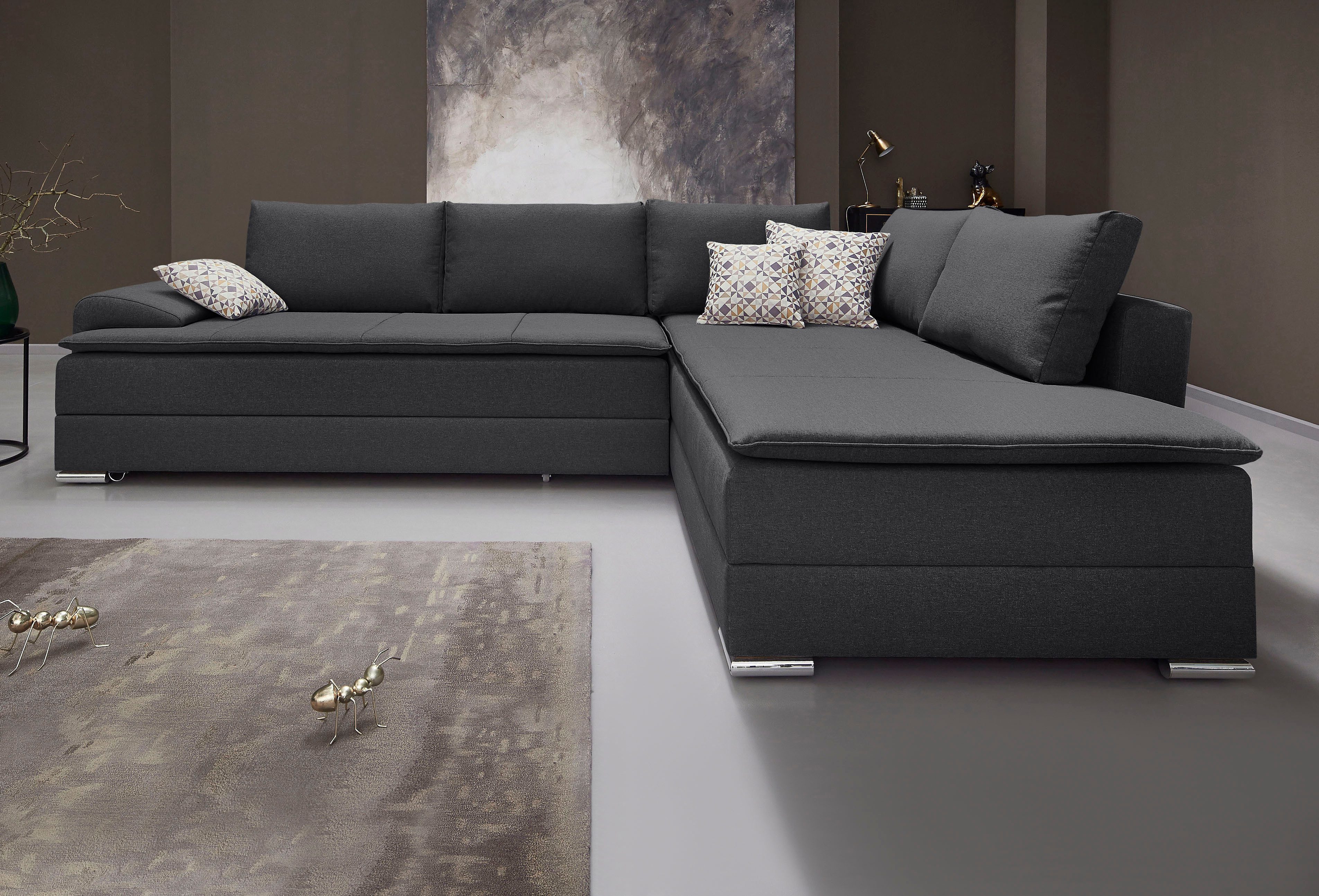 Ecksofa Boxspringbett Night & Day L-Form mit Dauer-Schlaffunktion mit Armlehne
