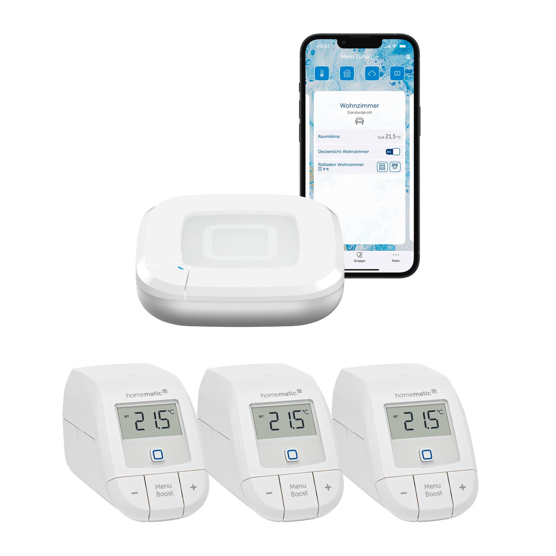 Homematic IP Heizkörperthermostat Starter Bundle Heizen Basic für 3 Heizkörper