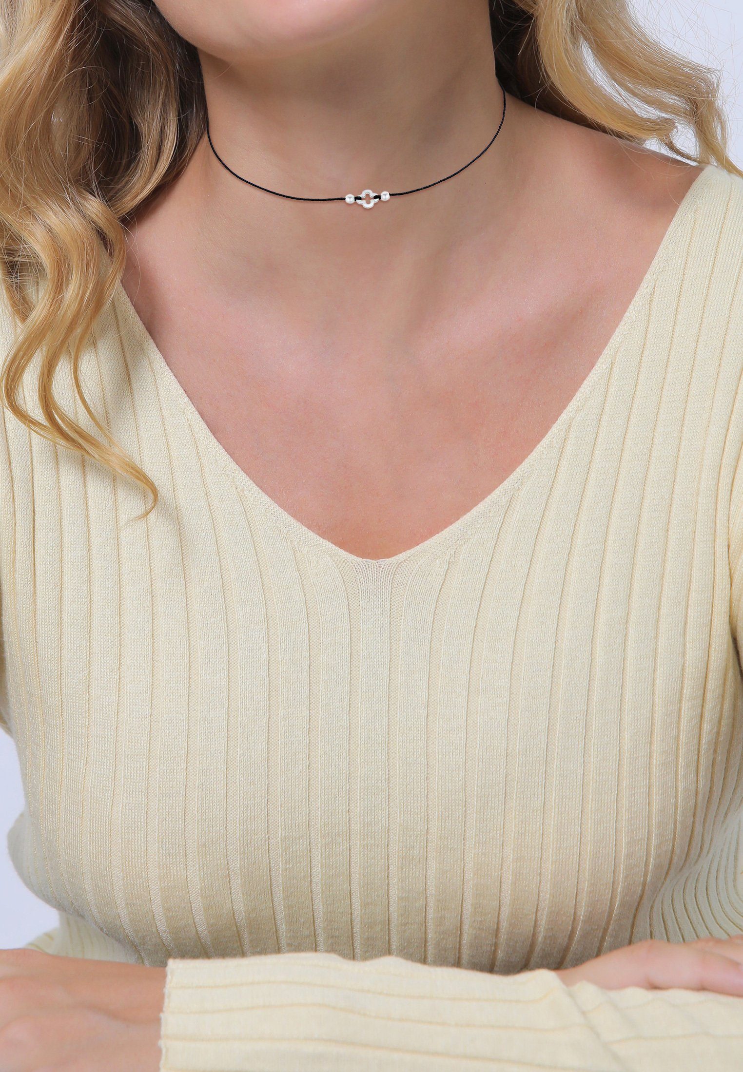 Glück Choker Elli Choker Nylon Silber Bead Kleeblatt 925