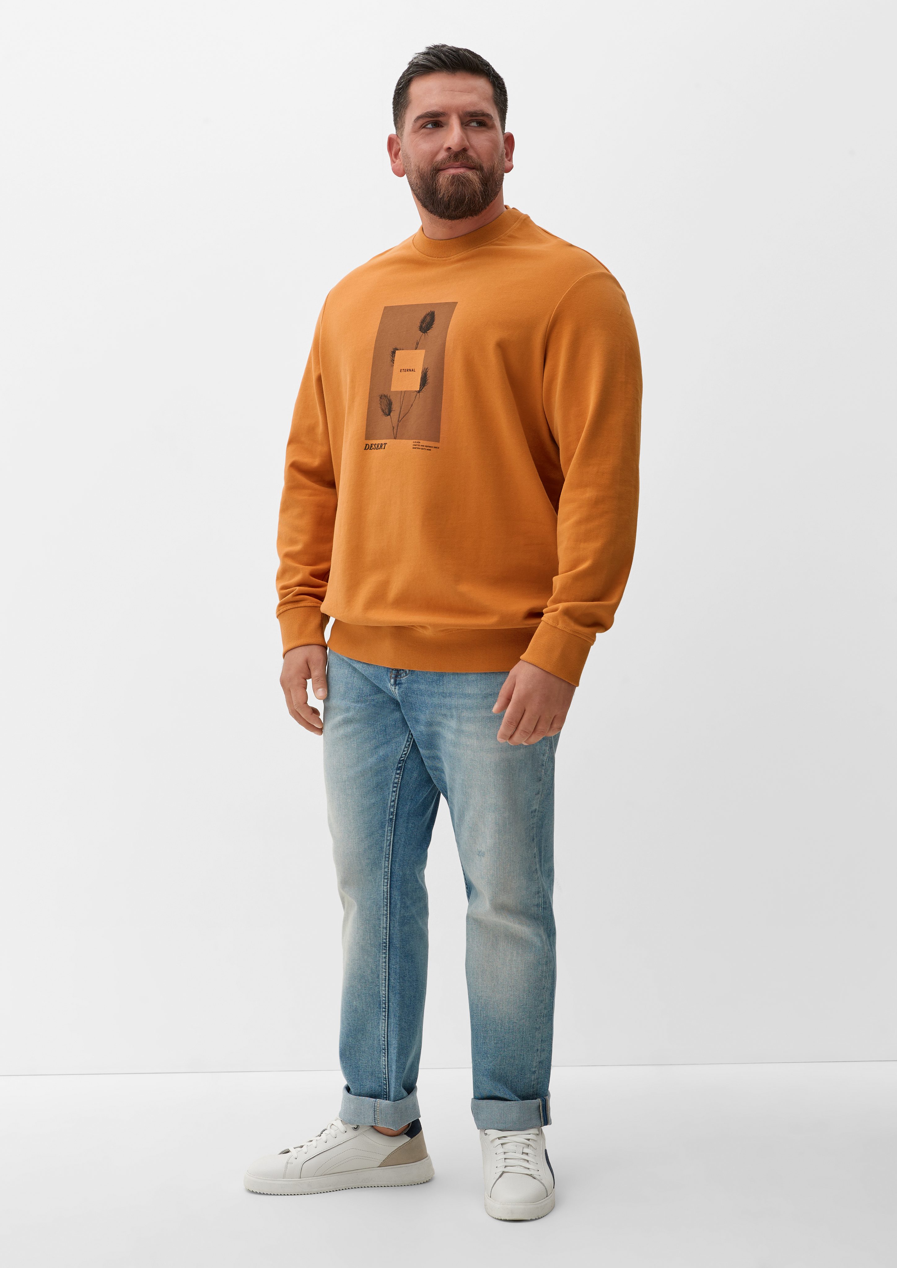 Frontprint mit bernstein Sweatshirt s.Oliver Sweatshirt