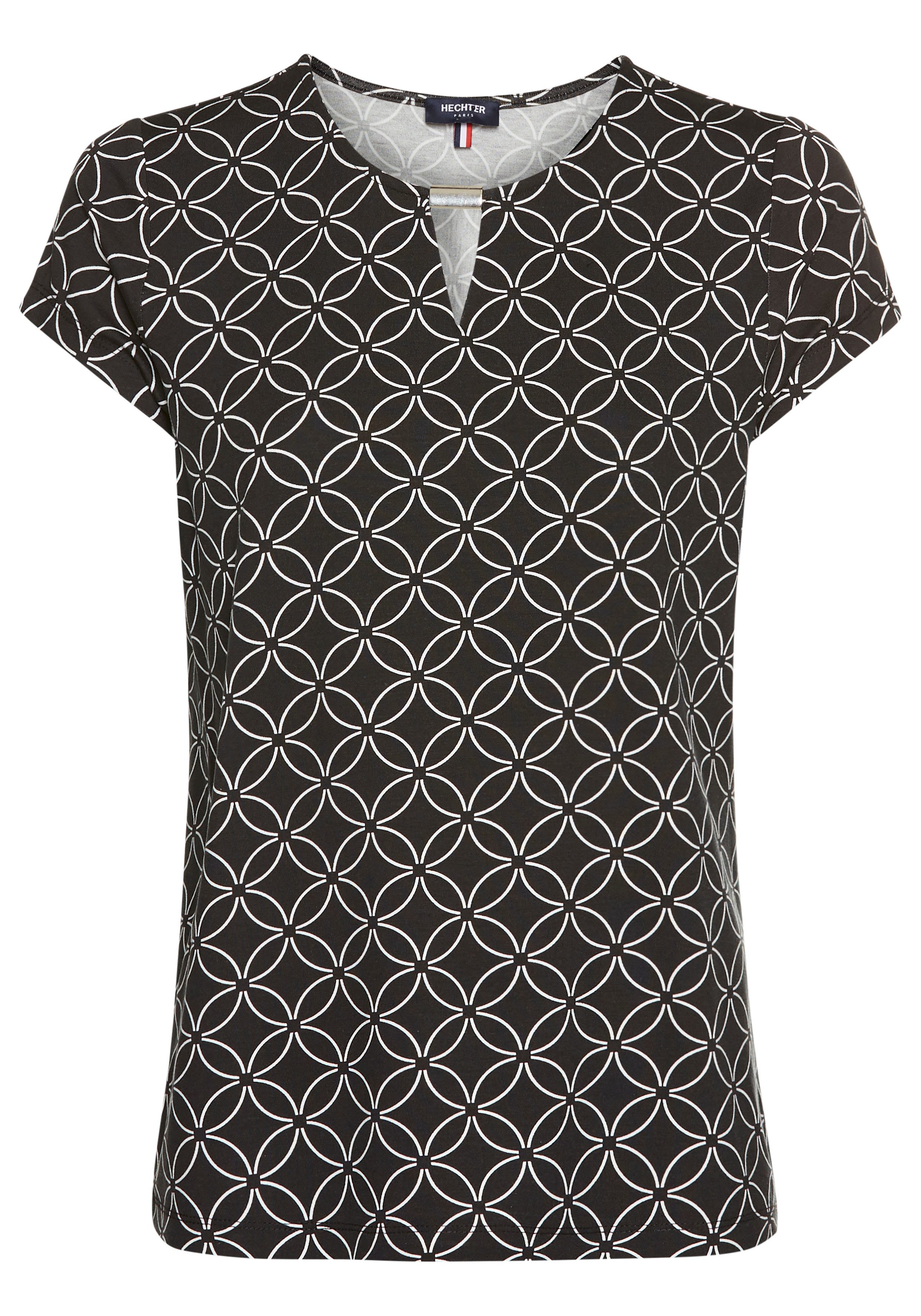 HECHTER PARIS Kurzarmshirt mit Zierdetail und Alloverprint günstig online kaufen