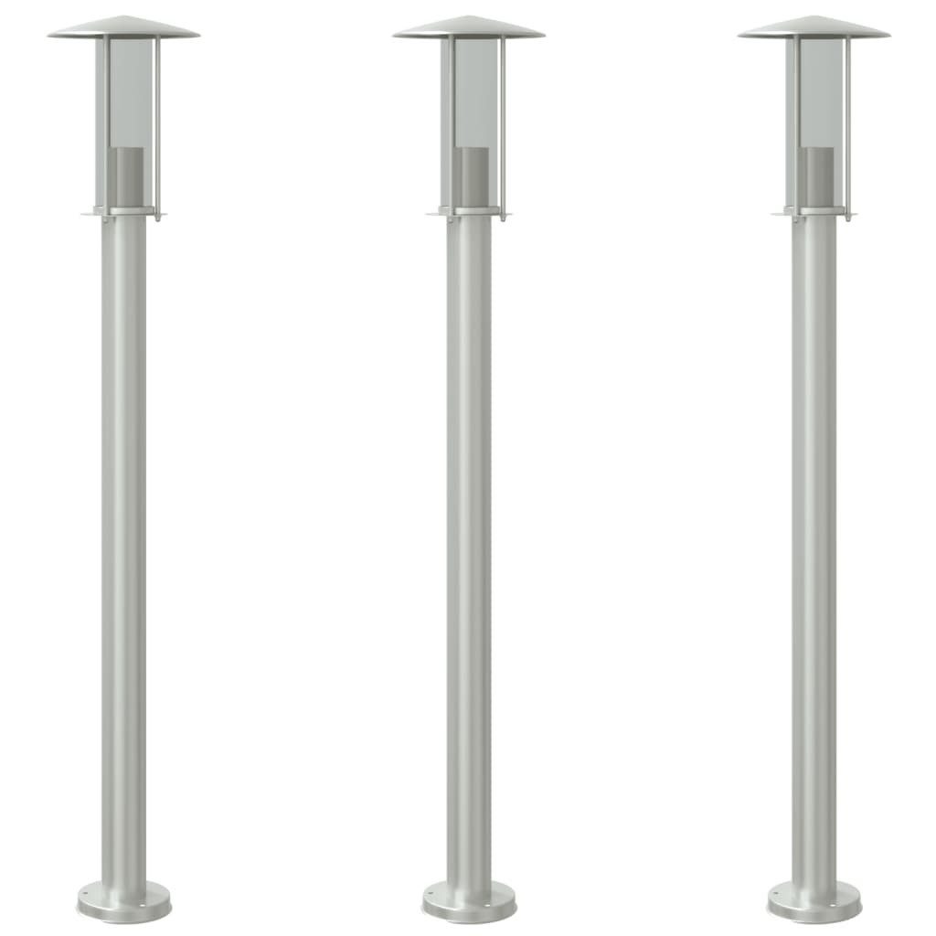 vidaXL Gartenleuchte Wegeleuchten 3 Stk. Silbern 100 cm Edelstahl