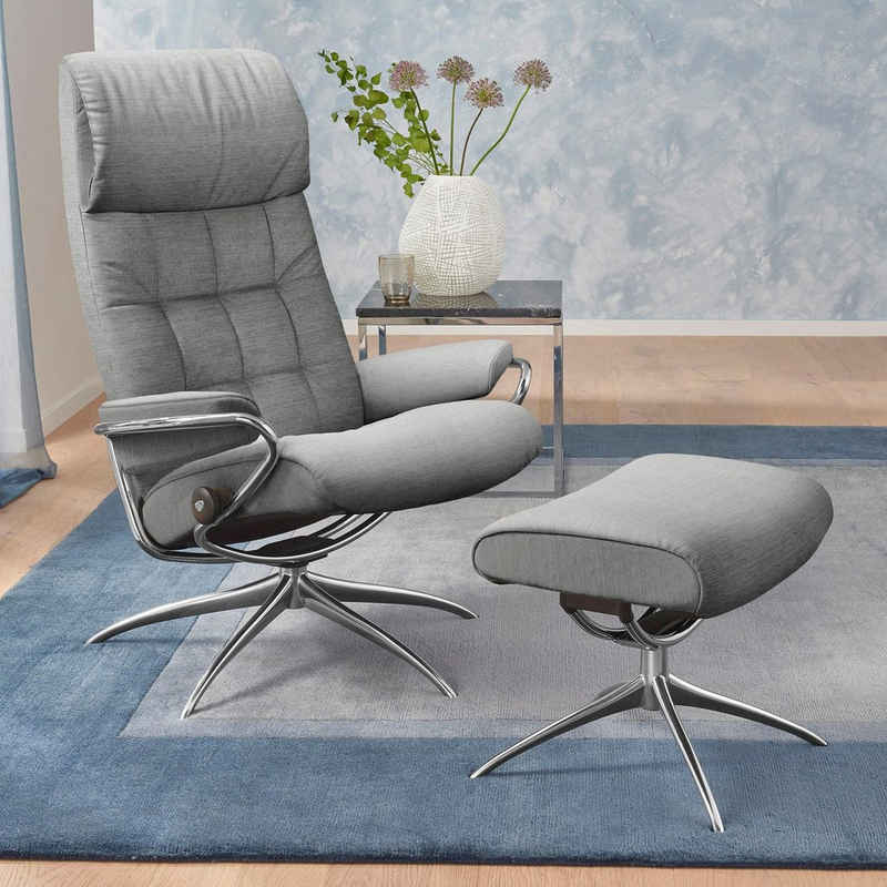 Stressless® Relaxsessel London (Set, Relaxsessel mit Hocker), mit Hocker, High Back, mit Star Base, Gestell Chrom