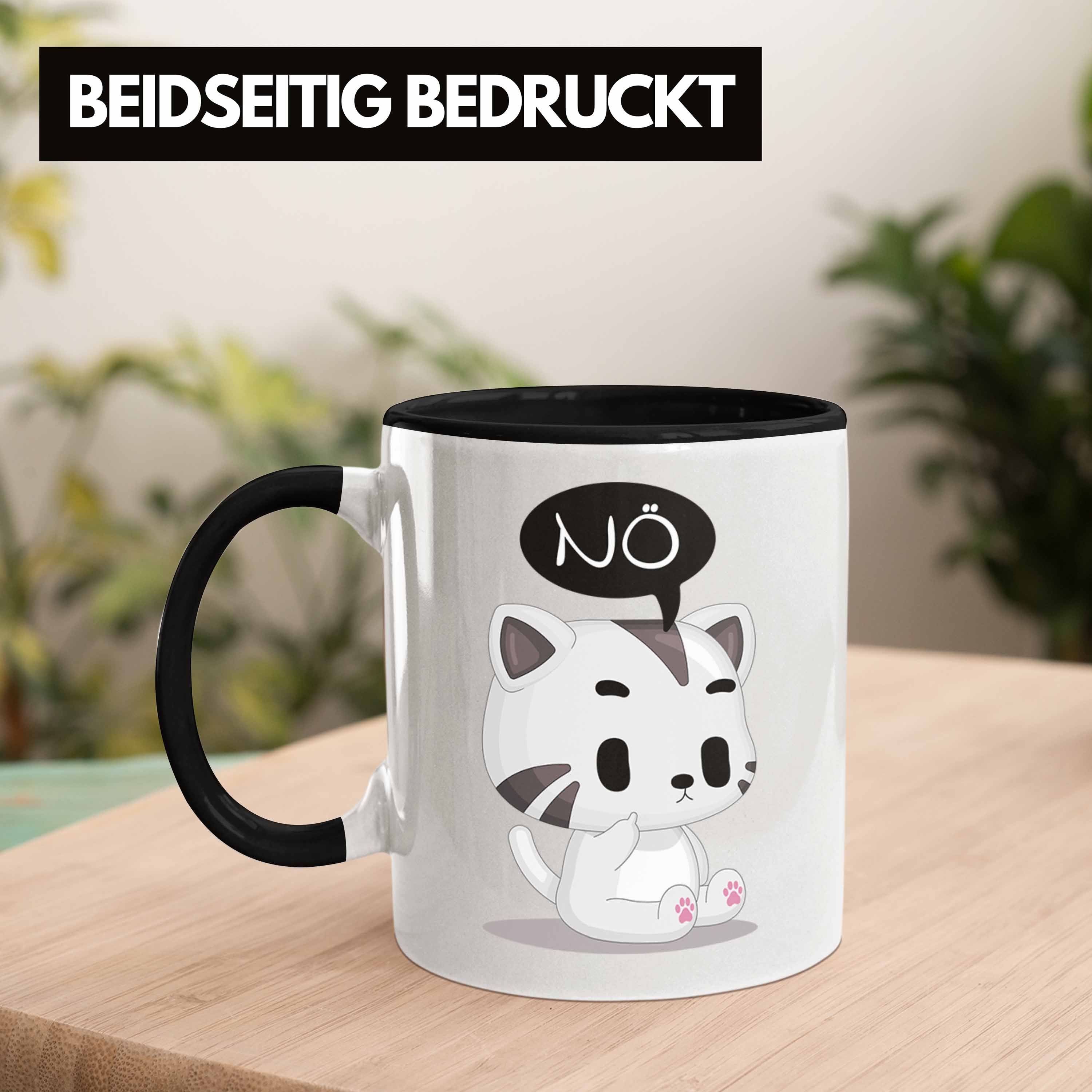 Trendation Frauen Tasse Nö Geschenkidee Tasse Schwarz Kaffeetasse für Trendation Kollegin - Lustige Katze