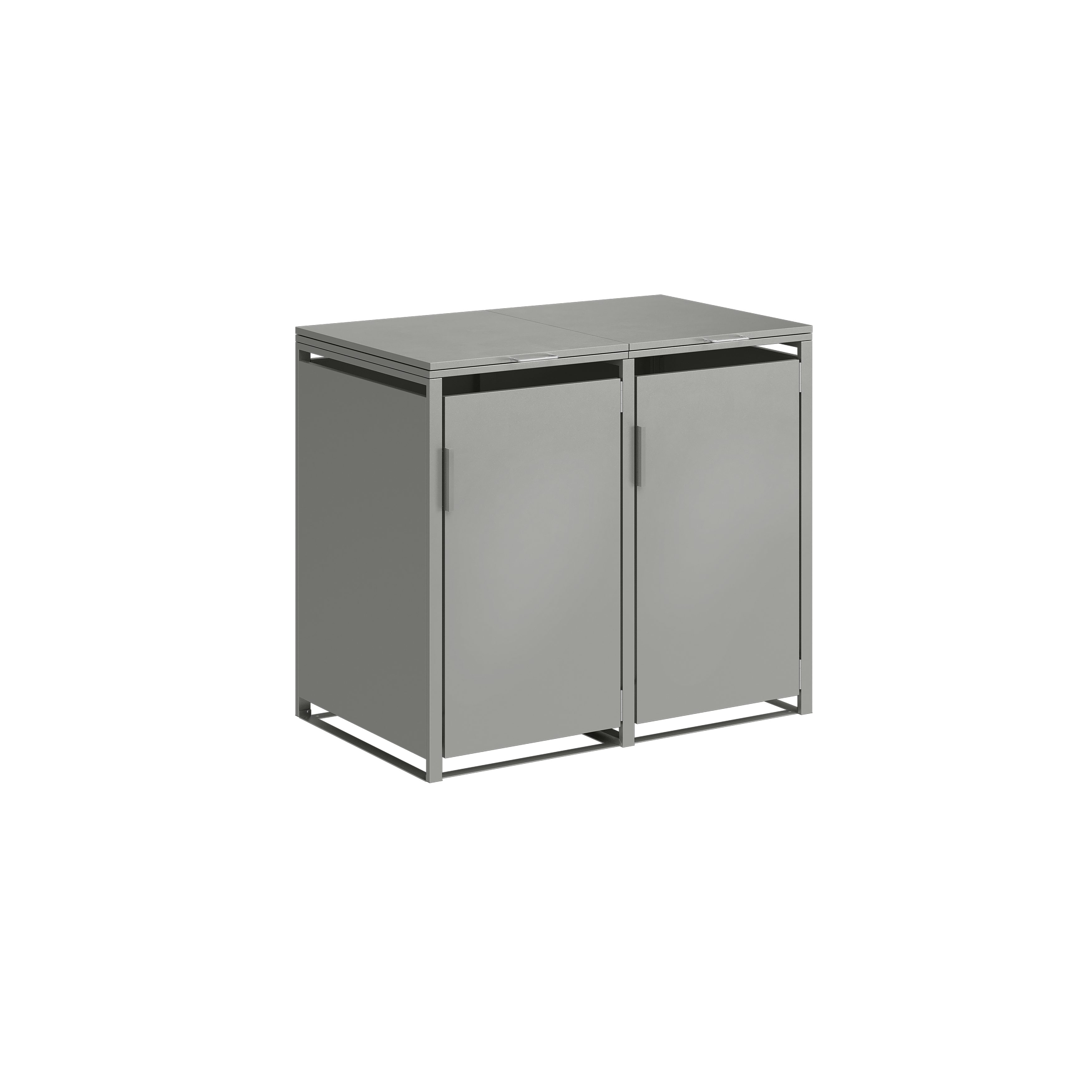 STEELSØN Mülltonnenbox Thoria 240 L aus verzinktem Stahl, Mülltonnenverkleidung (Grau, verfügbar mit 1, 2, 3, 4, oder 5 Türen), Für 2 Tonnen