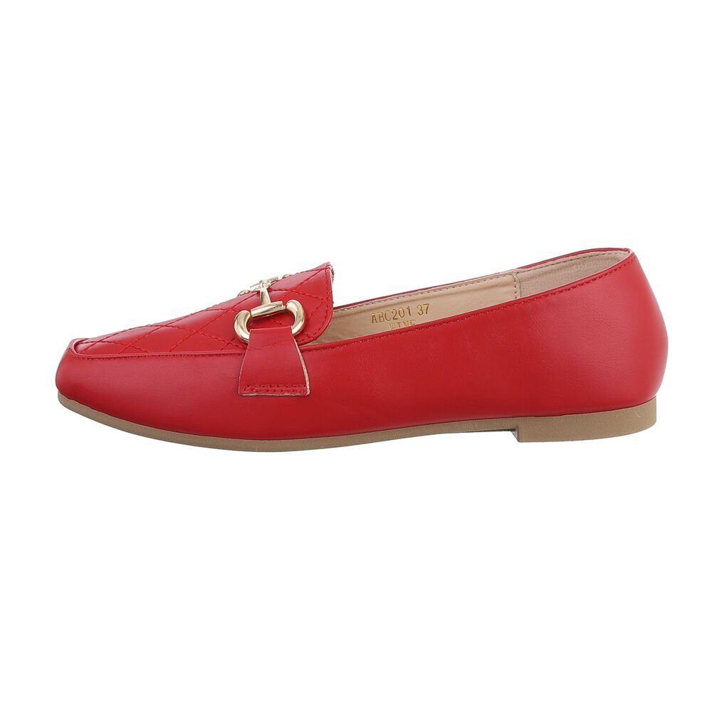Ital-Design Damen Mokassins Freizeit Slipper (82095885) Blockabsatz Mokassins in Rot
