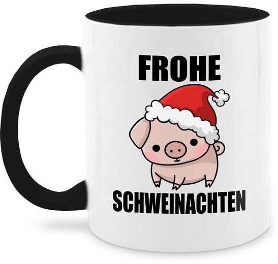 Shirtracer Tasse »Frohe Schweinachten - Kaffetasse Weihnachten Deko - Tasse zweifarbig«, Keramik, Teetasse Christmas Geschenke