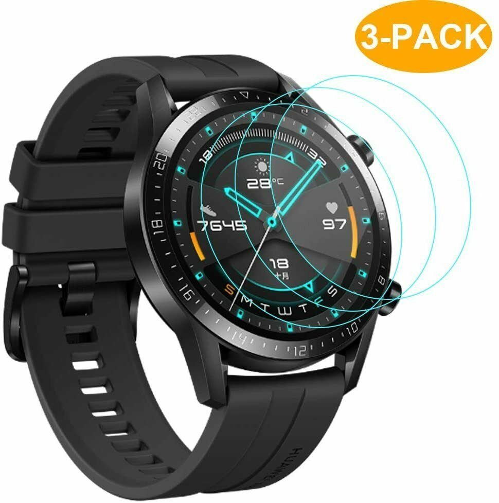 MSM Schutzfolie 3X Hartglas Glasfolie für Huawei Watch GT 2 46 mm Panzerfolie Display Schutz 9H