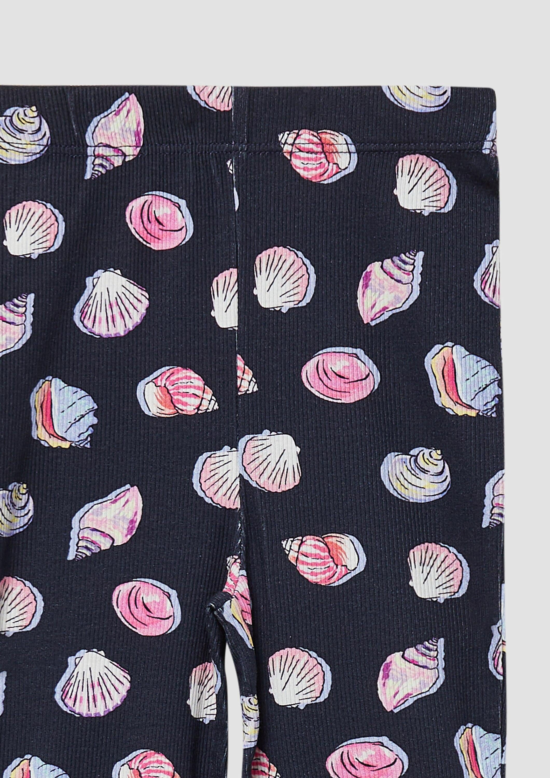 s.Oliver Leggings Leggings Gerippte Leggings mit Flared Leg und All-over-Print – Bild 4 von 4