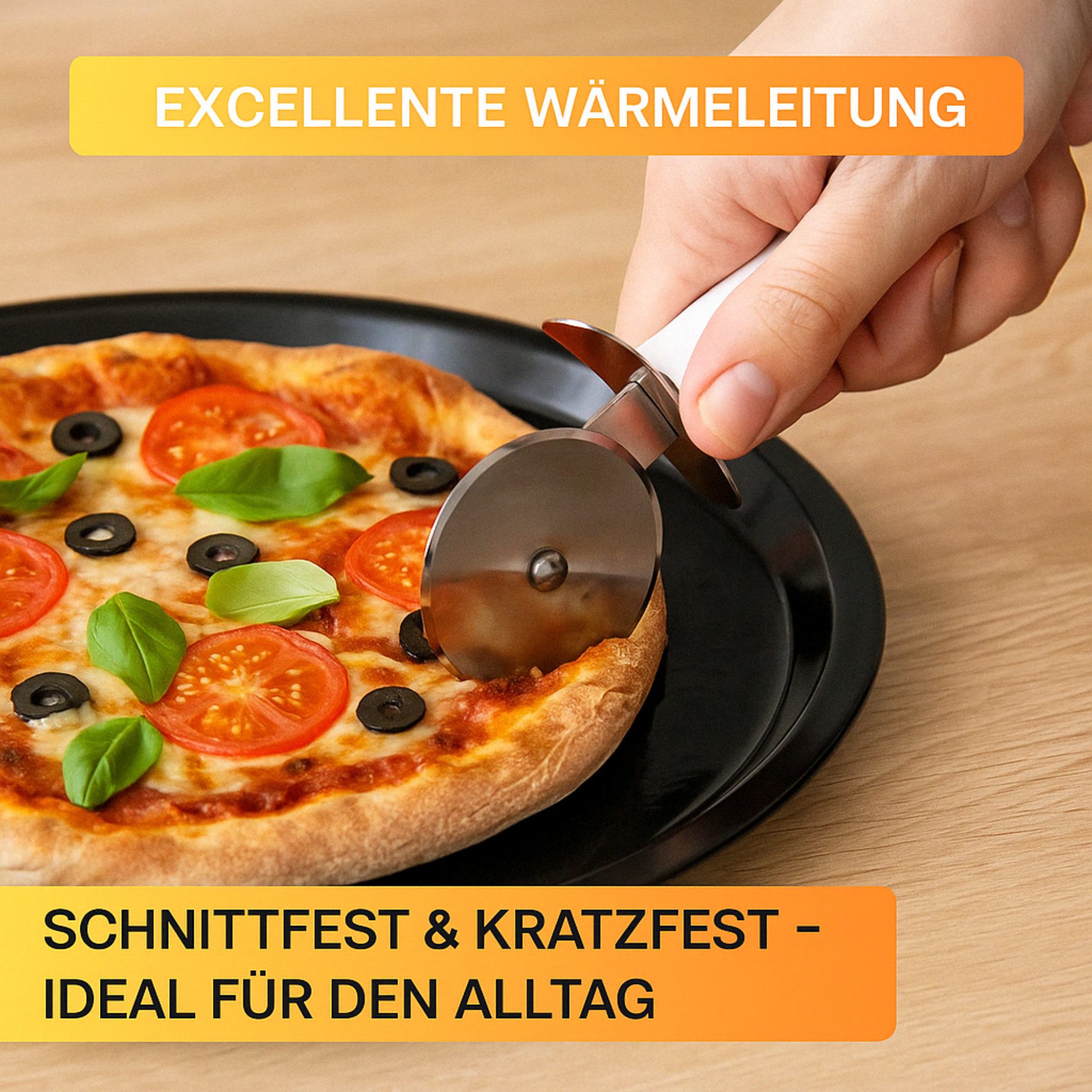 Thiru Pizzablech - Ø 28 cm - Schnittfest, kratzfest & hitzebeständig, (1-St)