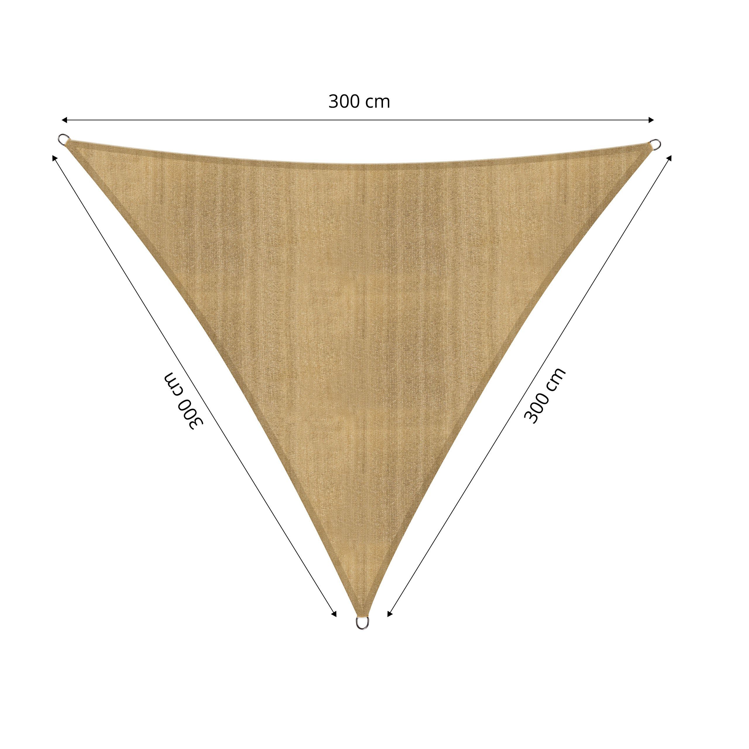 Meter, HDPE 3 Schutz Stabilisator UV Lumaland sand für 3 Wetterbeständig, 3 x Sonnensegel mit 100% x Dreieck