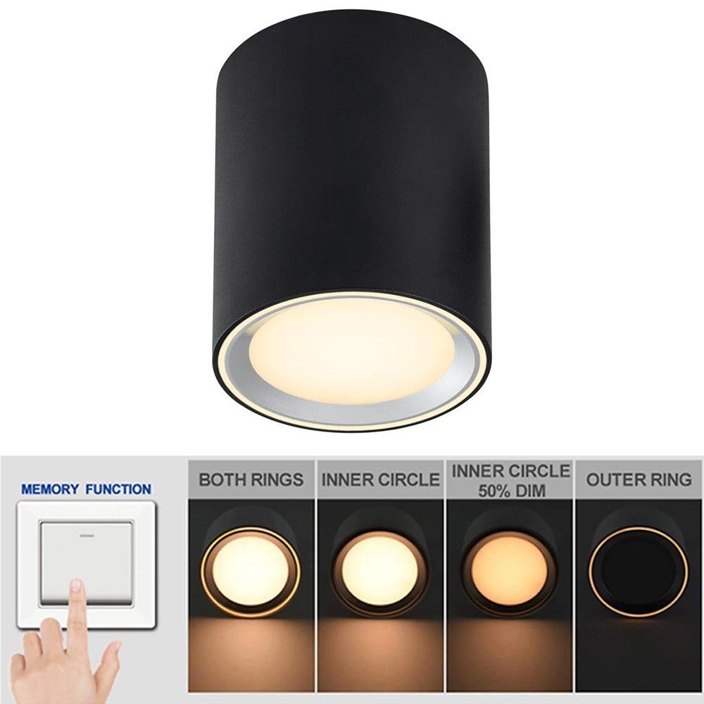 Licht-Trend Deckenleuchte LED Aufbauleuchte Moodmaker M dimmbar Schwarz, Warmweiß
