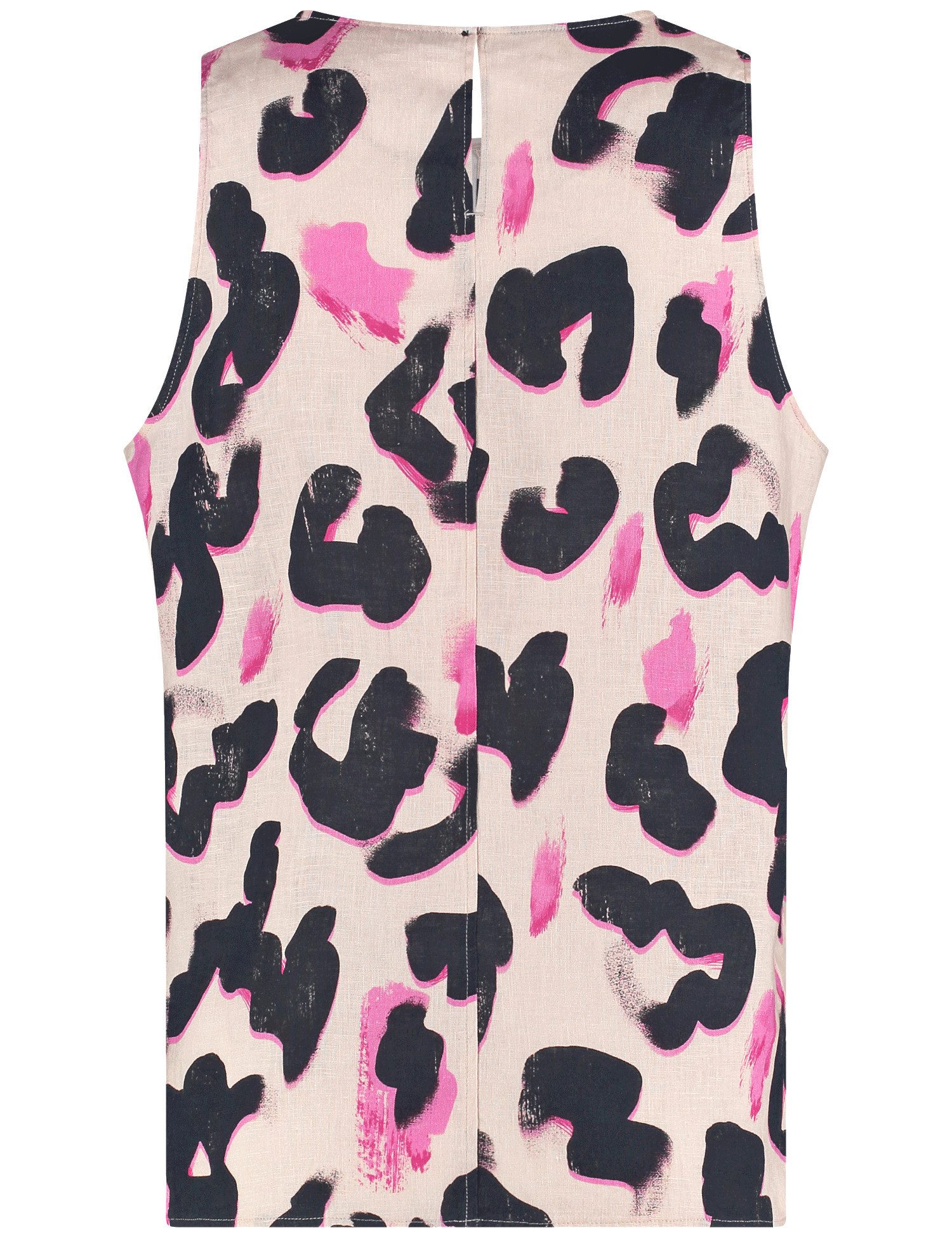 Taifun Blusentop Ärmellose Leinenbluse mit Leo-Print