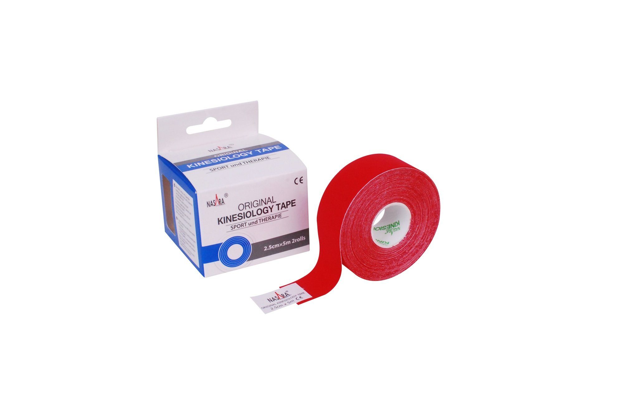 NASARA Kinesiologie-Tape 2,5cm x 5m - 2 Rollen in 9 Farben
